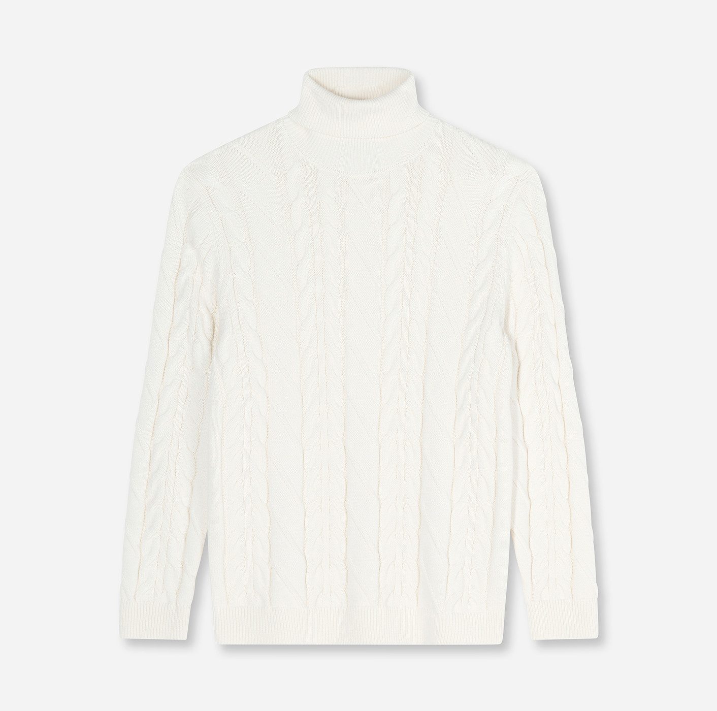 OLYMP Rollkragenpullover Casual regular fit, mit Wollanteil, Zopfmuster