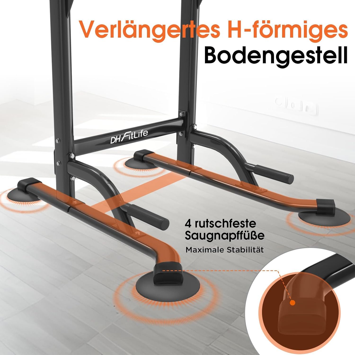 DH FitLife Kraftstation Power Tower Dip Station, (Klimmzugstange Freistehend, Dip Barren Rückentrainer, Kraftstation Kraftturm, Fitness Station), Power Rack for Home Gym. Krafttraining für Zuhause