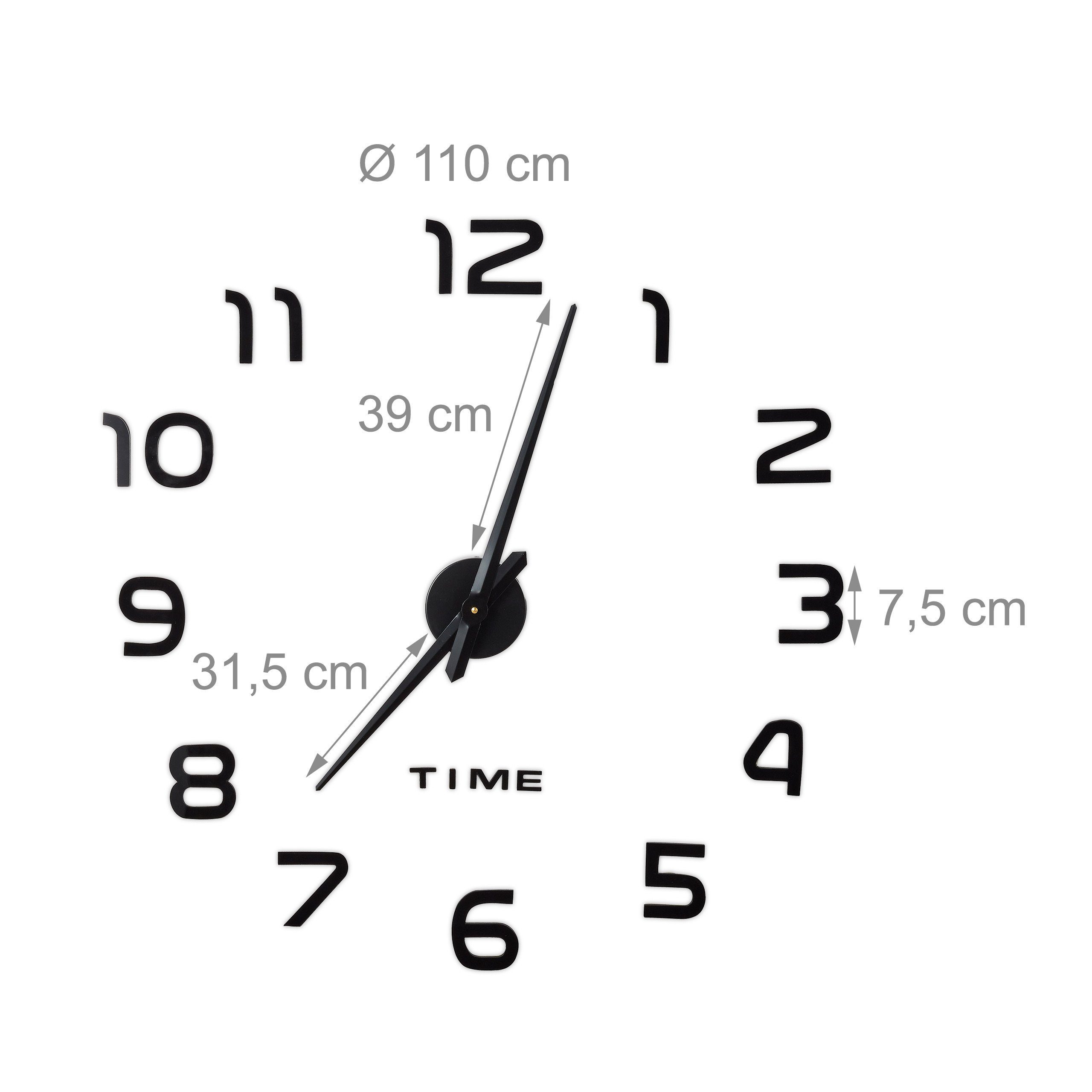 relaxdays Wanduhr DIY Wanduhr mit 3D-Zahlen (schwarz) – Bild 4 von 5