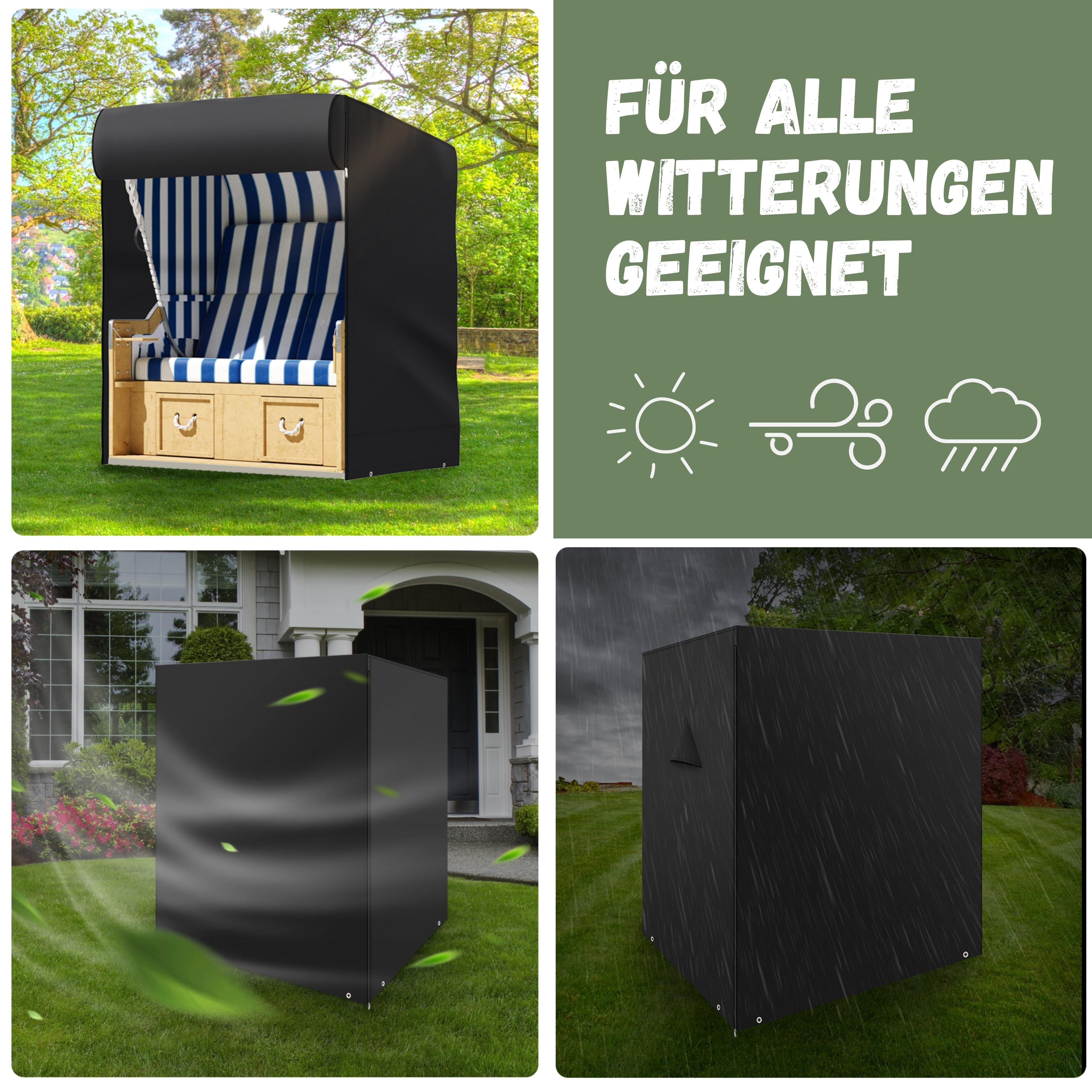 riijk Strandkorb-Schutzhülle Strandkorbhülle winterfest 600D Oxford Gewebe wasserdicht UV beständig, 135 cm breit, Gartenmöbel Abdeckung – Bild 5 von 5