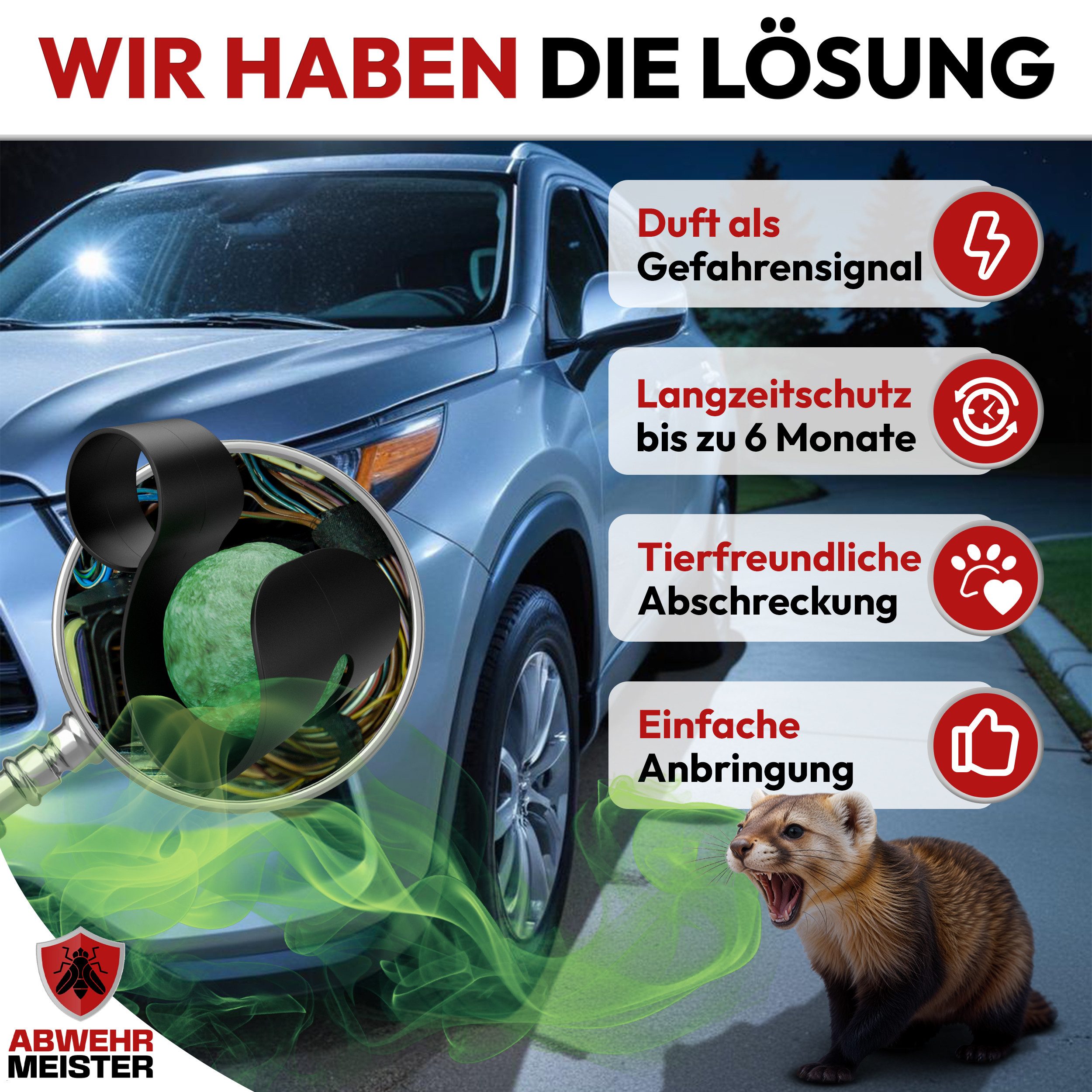 ABWEHR MEISTER Vergrämungsmittel ORIGINAL Marderschreck-Kugeln, Set, 4-St., Marderschutz für bis zu 6 Monate – Bild 3 von 5
