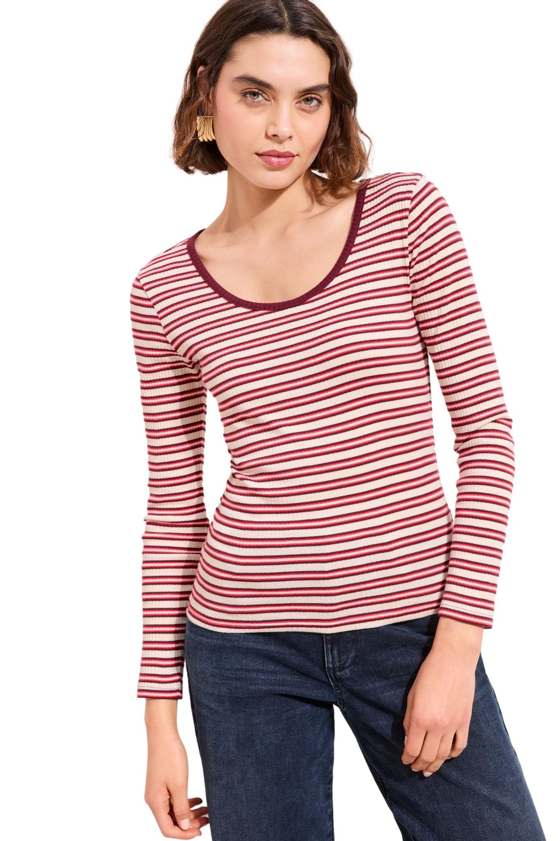 Langarmshirt Friends Like These Ripp-Shirt mit U-Ausschnitt