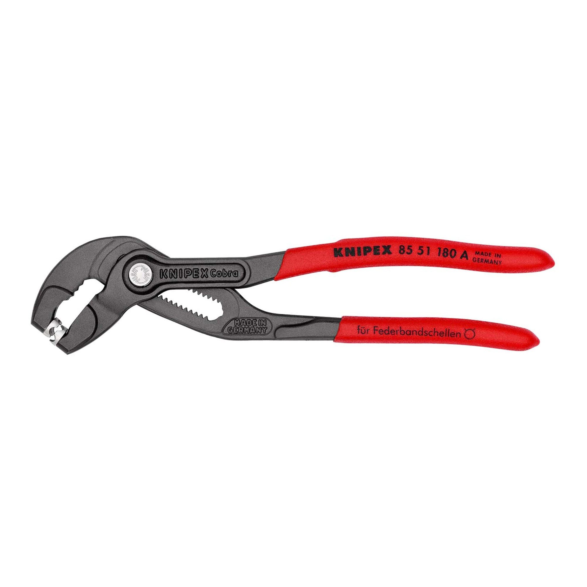 Knipex Wasserpumpenzange KNIPEX 85 51 180 A Federbandschellenzange mit rutschhemmendem Kunststo