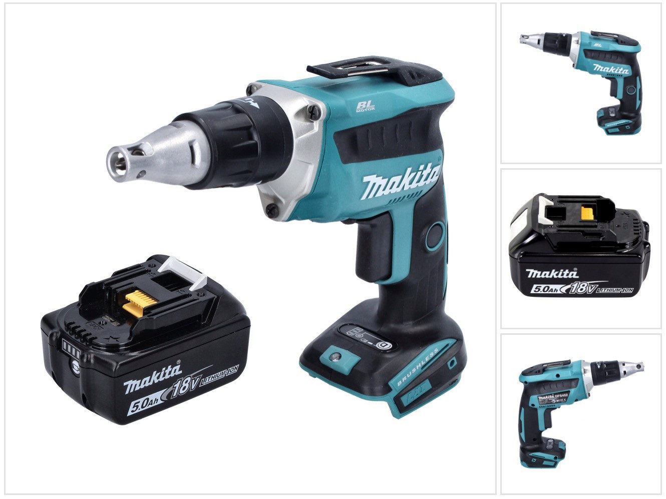 Makita Akku-Trockenbauschrauber DFS 452 T1 Akku Schnellbauschrauber 18 V Brushless + 1x Akku 5,0 Ah -