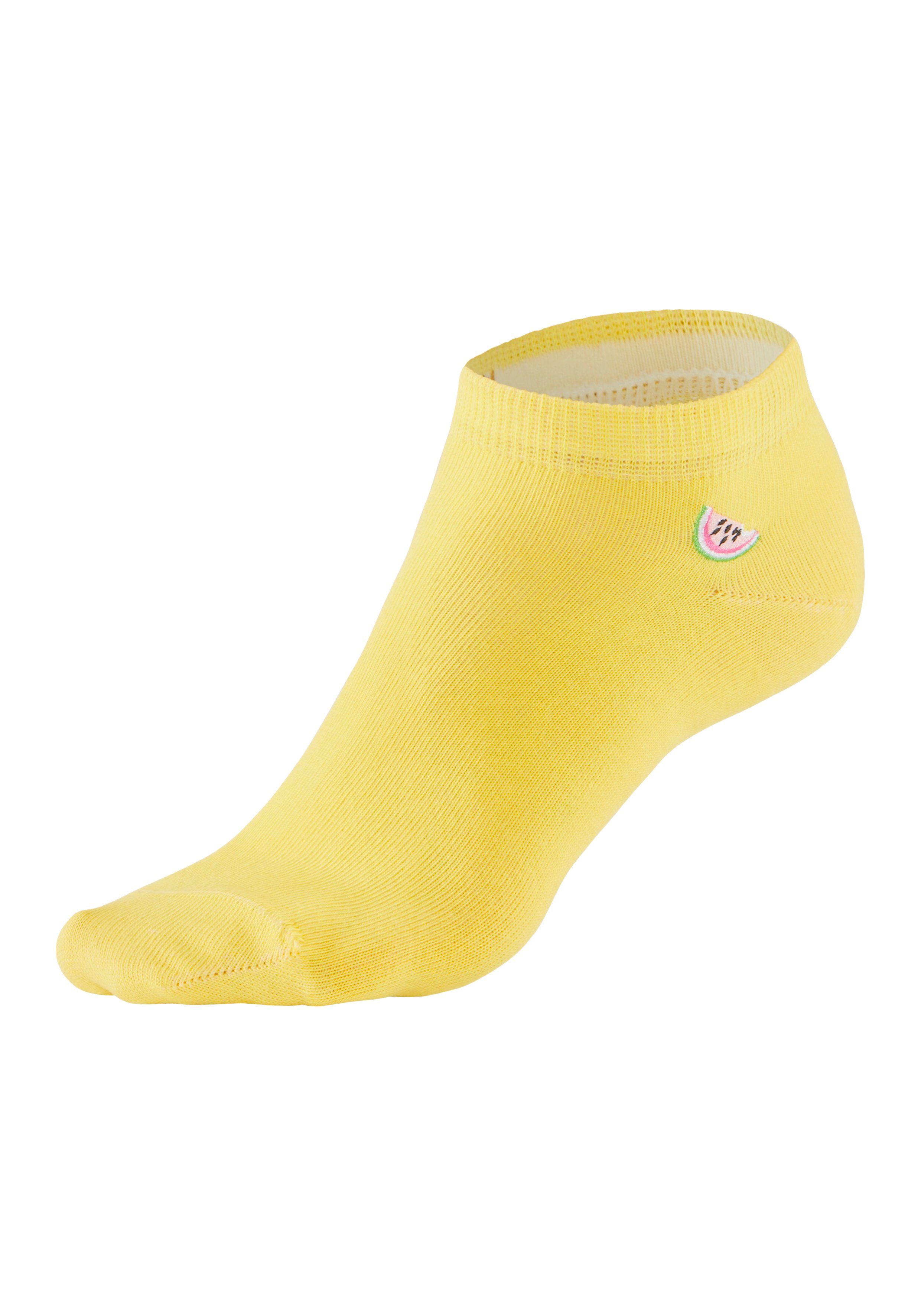 (Set, pink grün, Stickerei 5-Paar) mit lila, gelb Sneakersocken hochwertiger H.I.S türkis,