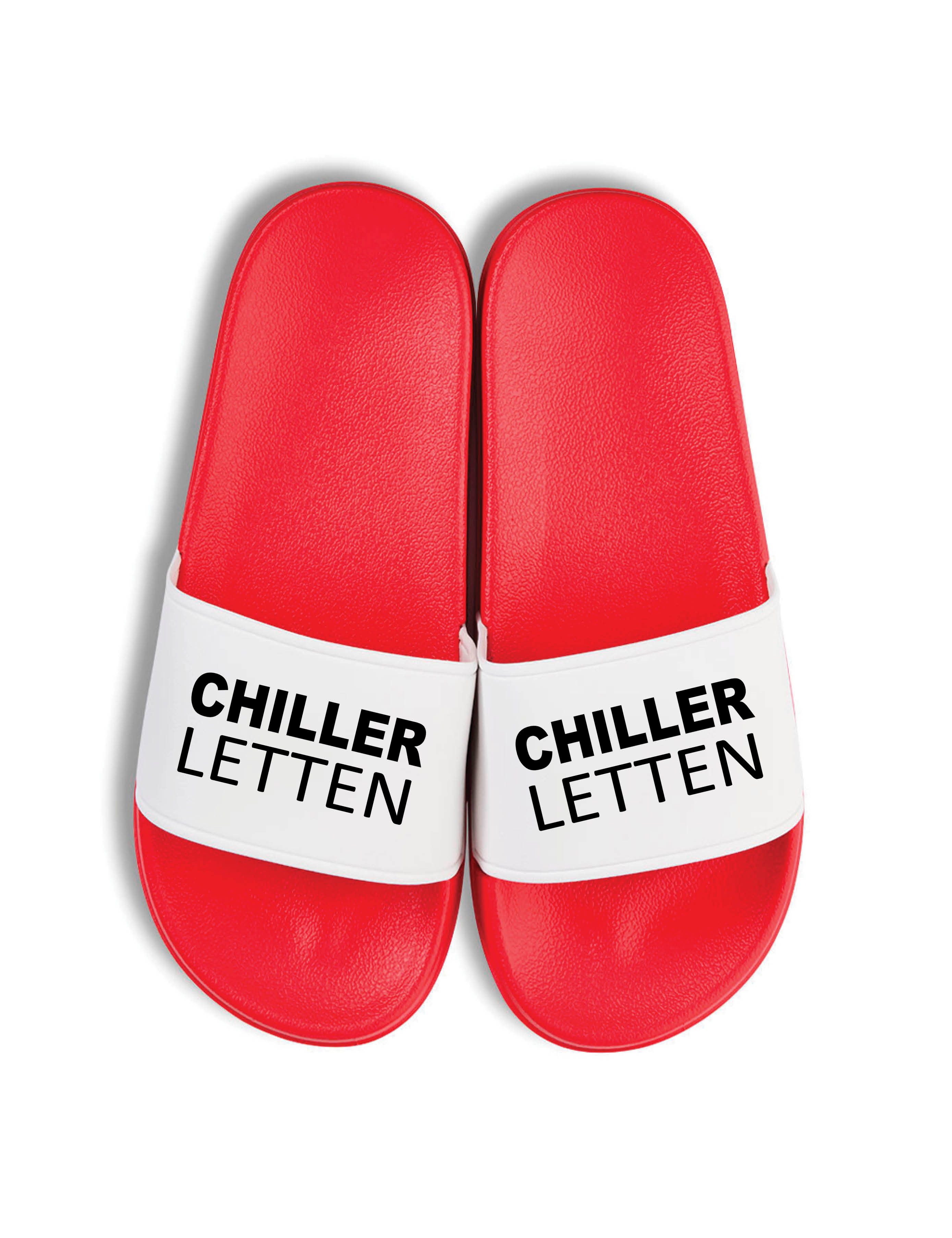 Herren Damen Badelatschen "Chiller Letten" Fun-Print lustig Geschenk Badeschuh