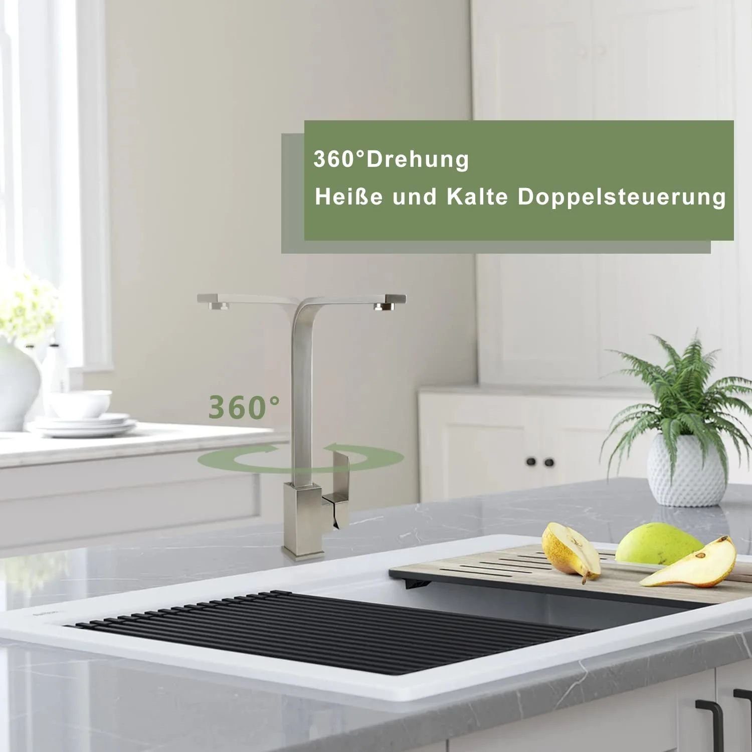 Nettlife Küchenarmatur Hochdruck Armatur küche Edelstahl 360°Schwenkbar Spültischarmatur (mischbatterie)