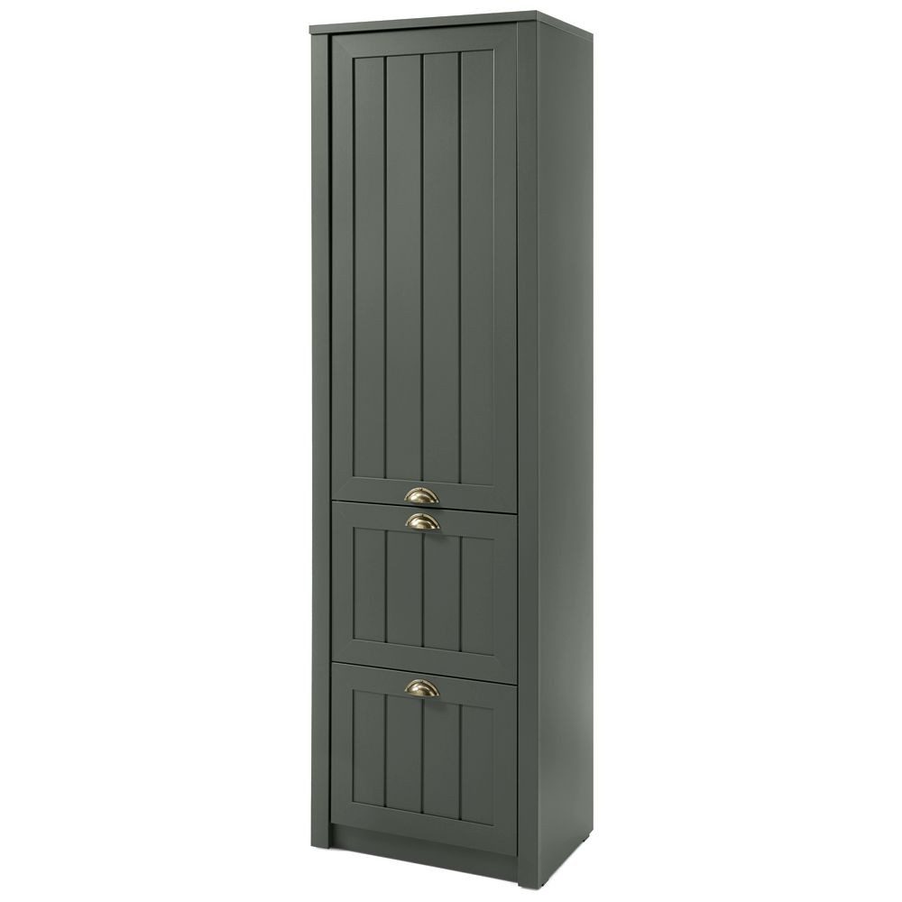 Lomadox Stauraumschrank ATHEN-61 im Landhausstil, geräumig & in edlem grün - B/H/T: 60/204/43 cm