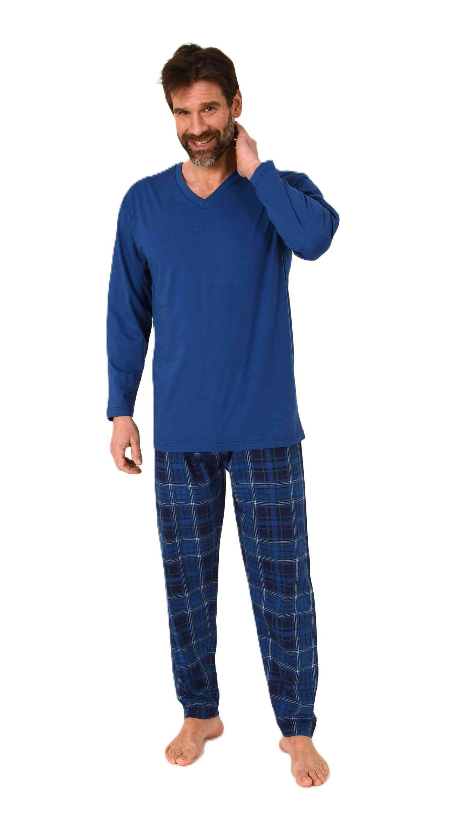 Normann Pyjama Normann Herren Schlafanzug lang mit karierter Pyjama Hose günstig online kaufen