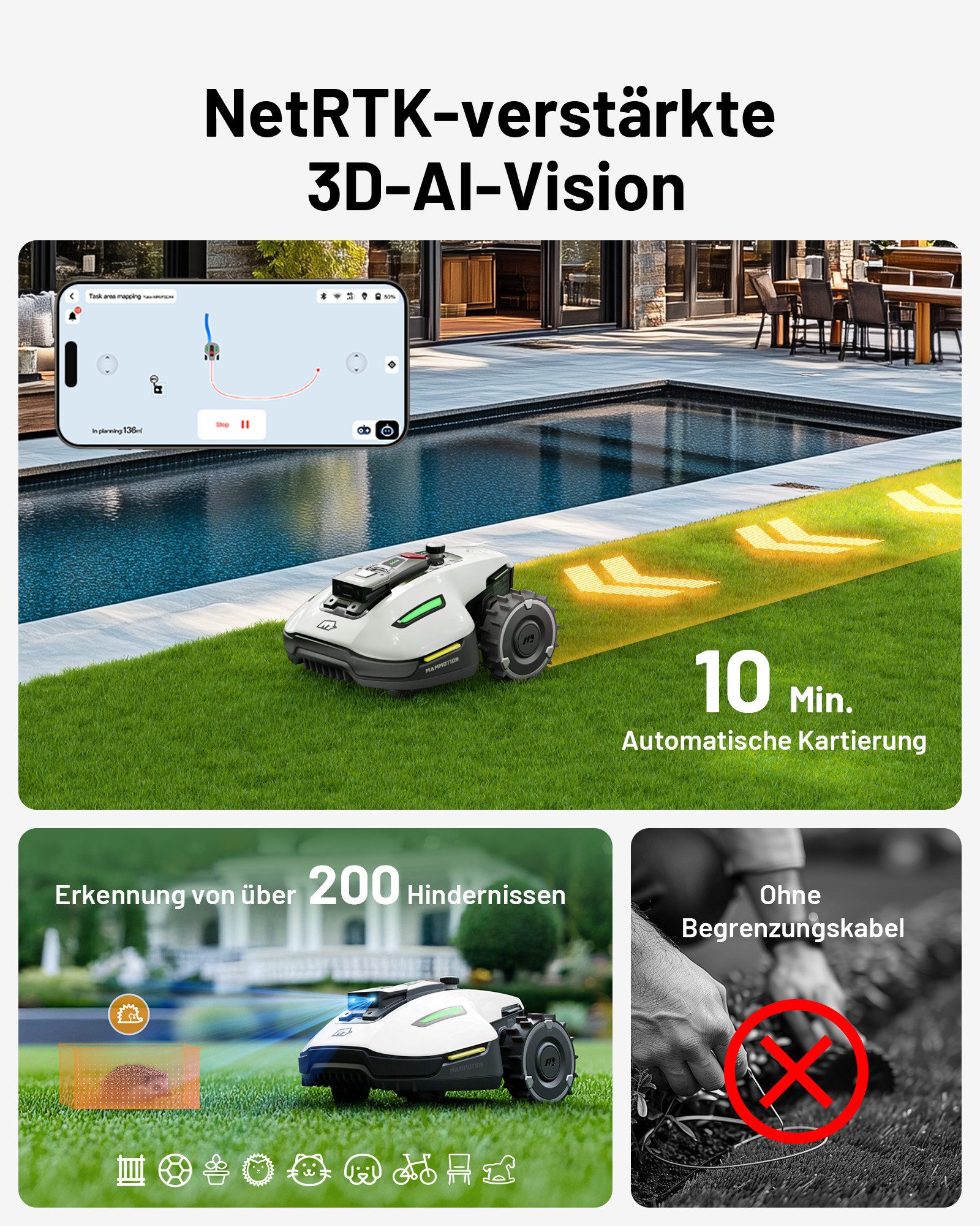 Mammotion Rasenmähroboter YUKA Mini 500, bis 500 m² Rasenfläche, (Max. 700 günstig online kaufen