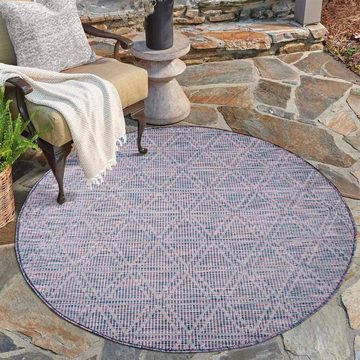 Teppich Palm, Carpet City, rund, Höhe: 5 mm, Wetterfest & UV-beständig, für Balkon, Terrasse, Küche, flach gewebt