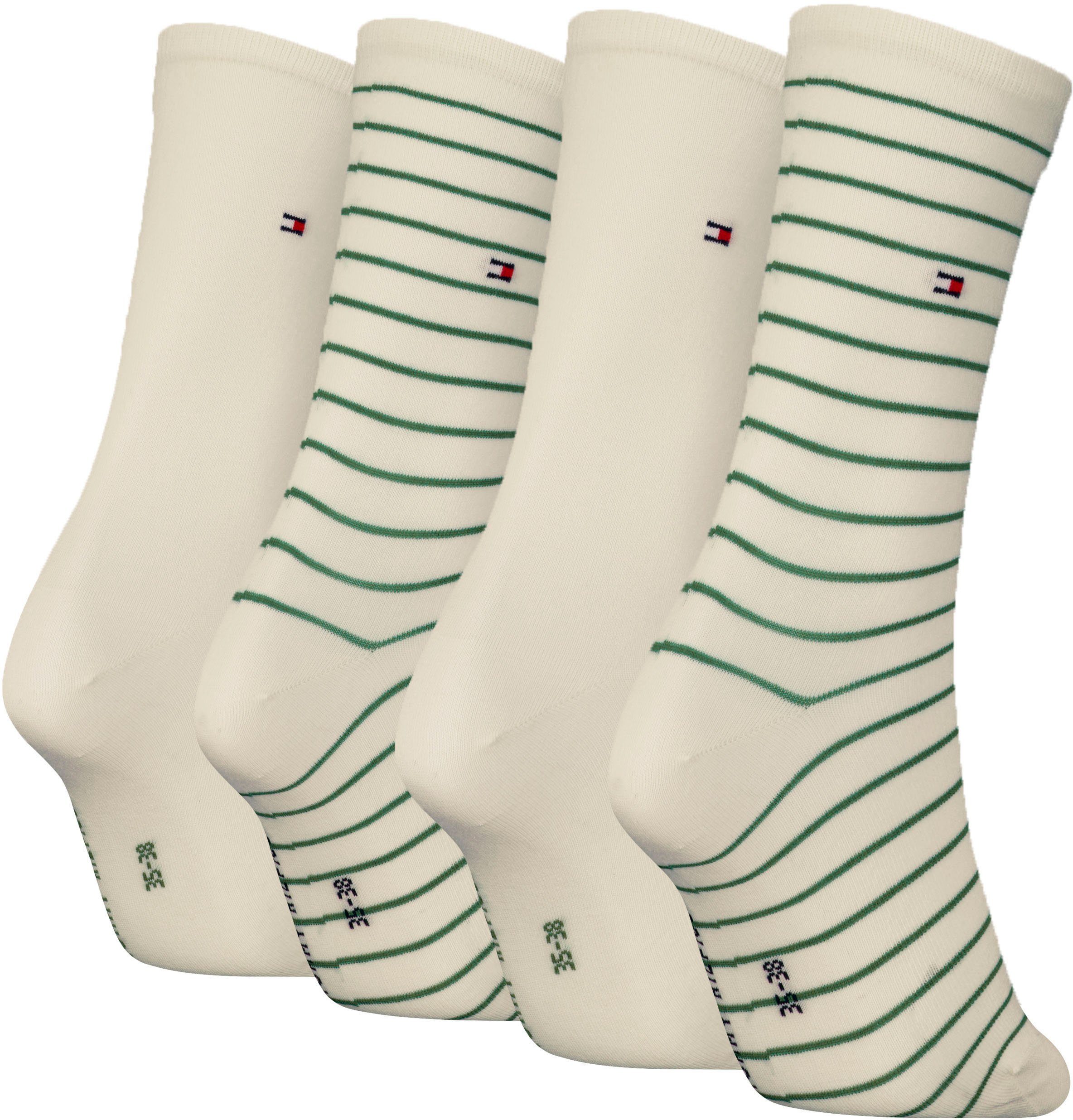 Tommy Hilfiger Socken klassisches raffiniertes Streifendesign marshmallow-green