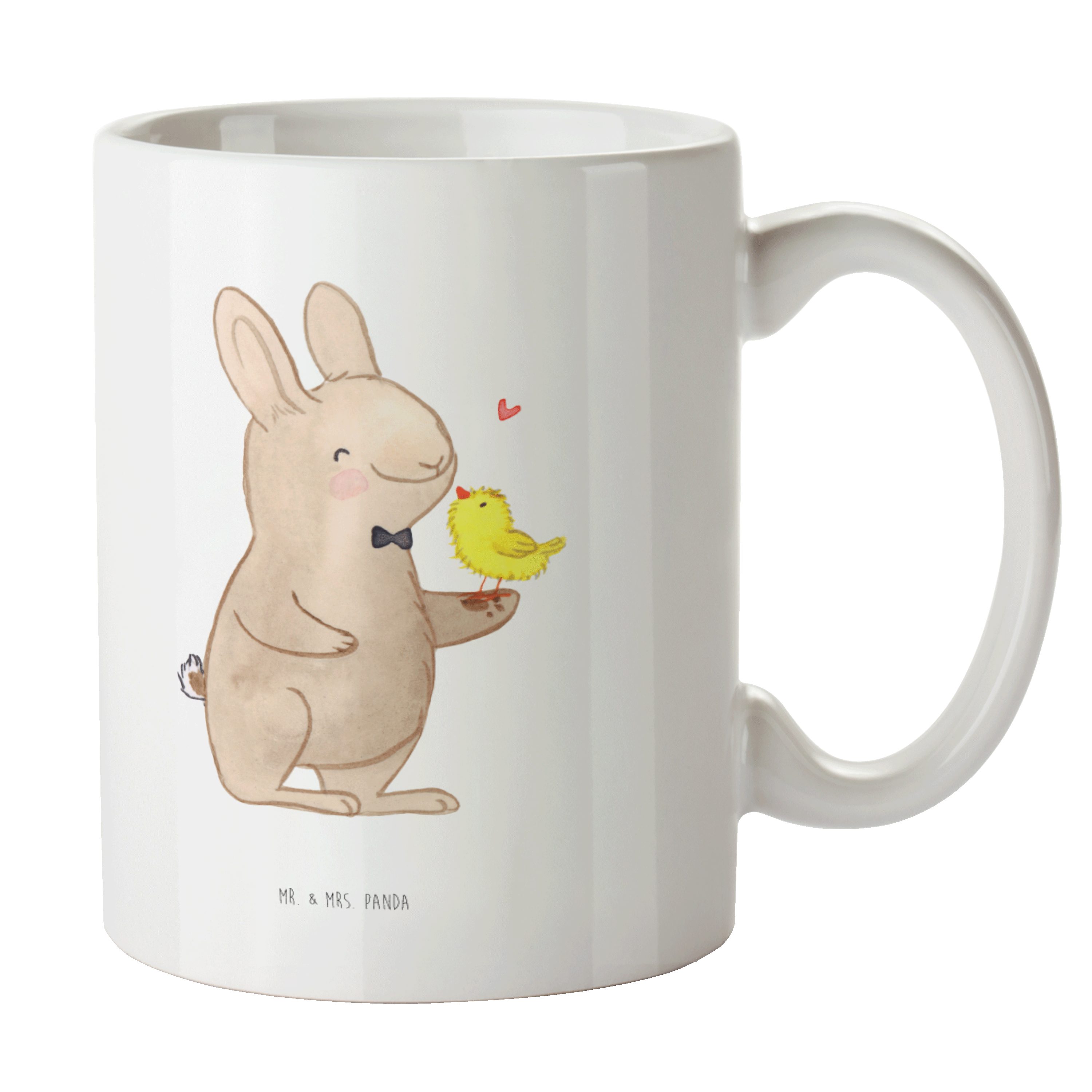 Mr. & Mrs. Panda Tasse Hase mit Küken - Weiß - Geschenk, Teebecher, Teetasse, Becher, Tasse, Keramik | Tassen