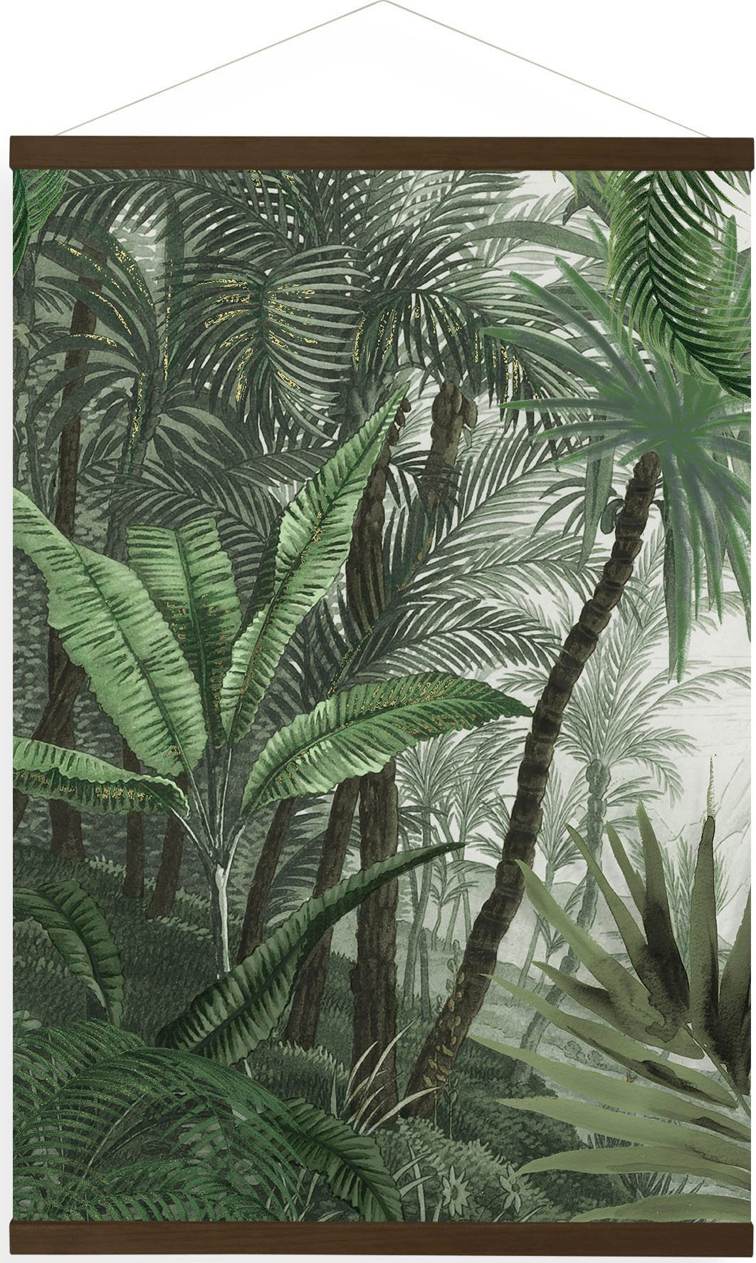 Art for the home Leinwandbild Jungle Landschaft Grun, (1 St), Luxus Kakemono Leinen Wandposter 100x70cm