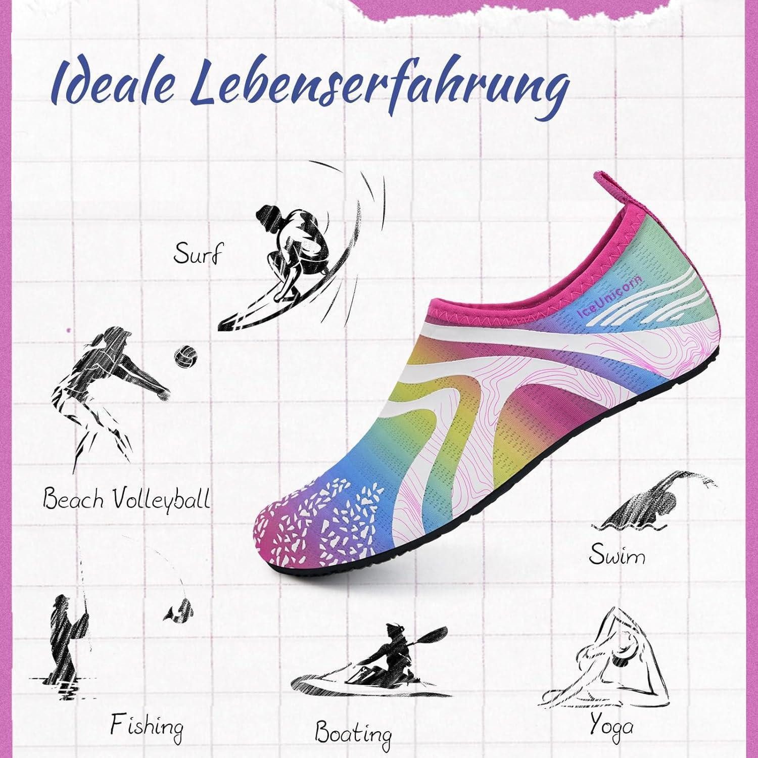 LuxusKollektion Badeschuhe Damen Herren Aquaschuhe Schwimmschuhe 42 43 EU 342rainbow Wasserschuh