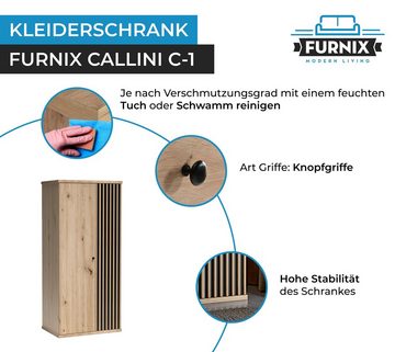 Furnix Kleiderschrank CALLINI C-1 mit Flügeltüren & Kleiderstange Artisan Eiche 6 Fächer, Kleiderstange, B84,5 x H191 x T58 cm
