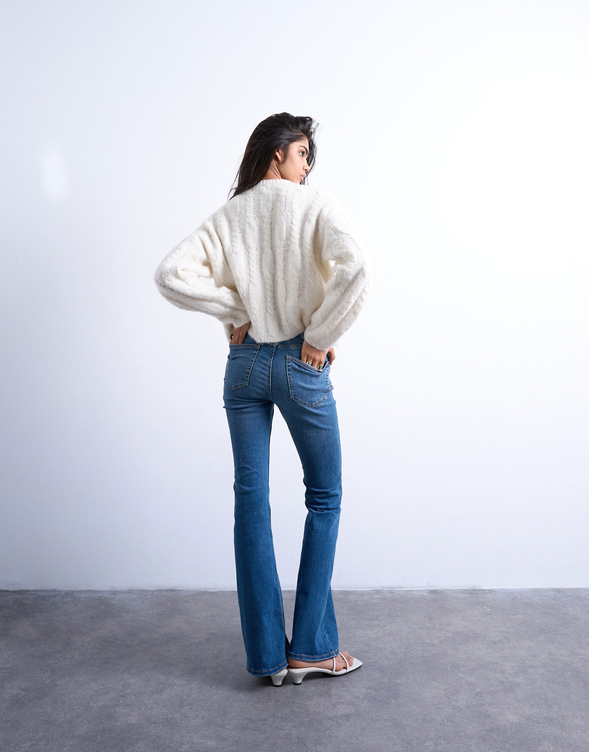 TOPSHOP Bootcut-Jeans TSJAMIE HR FLARE DNM JEANS MB NOOS Baumwollmischung, flared fit, high waist