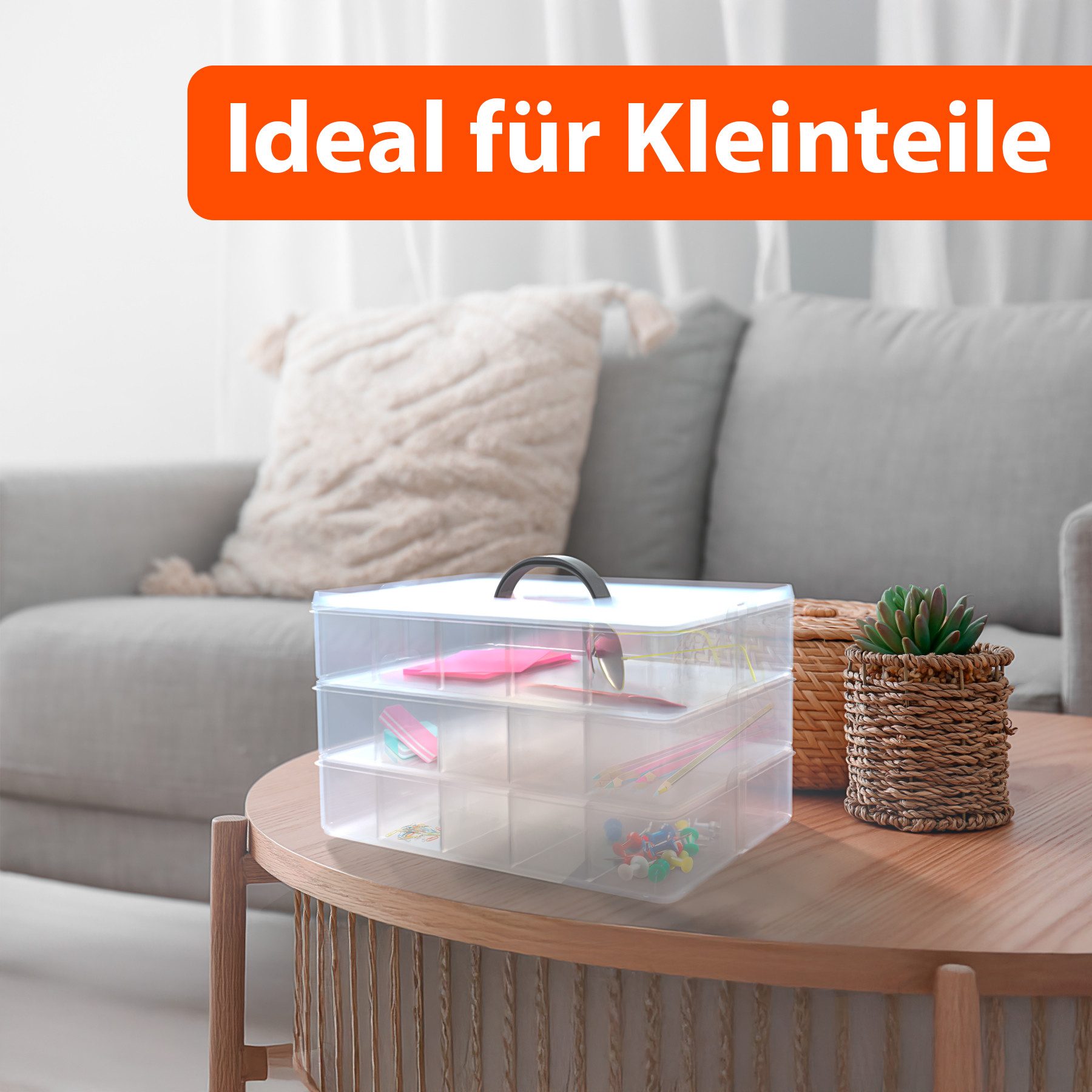 BigDean Organizer Sortierbox für Kleinteile aus hochwertigem Kunststoff mit 21 Fächern (Set, 1 St., Kleinteilebox), Kleinteilemagazin - Deko, Figuren, Spielzeug – Bild 5 von 5