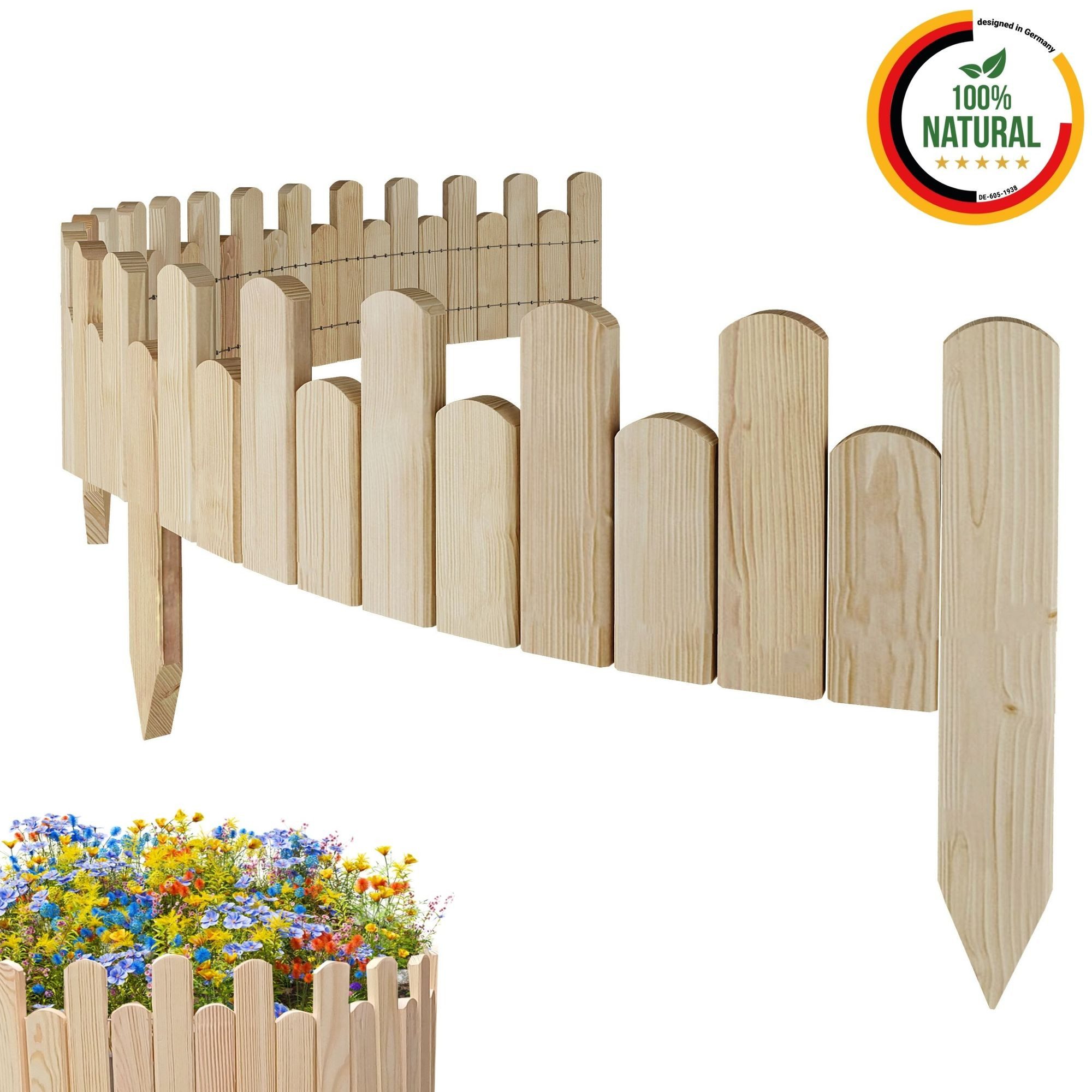 Floranica Beetbegrenzung Beeteinfassung Rasenkante 100cm Flexibler