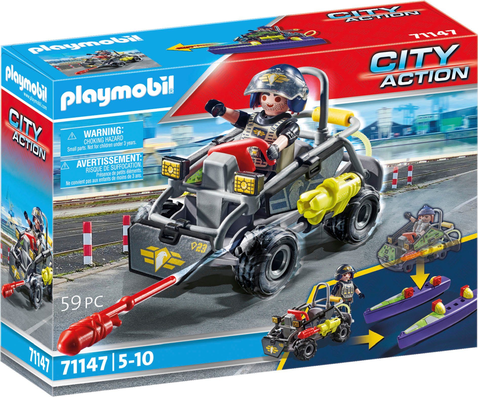 Playmobil® Konstruktions-Spielset SWAT-Multi-Terrain-Quad (71147), City Action, (59 St), Made in Europe