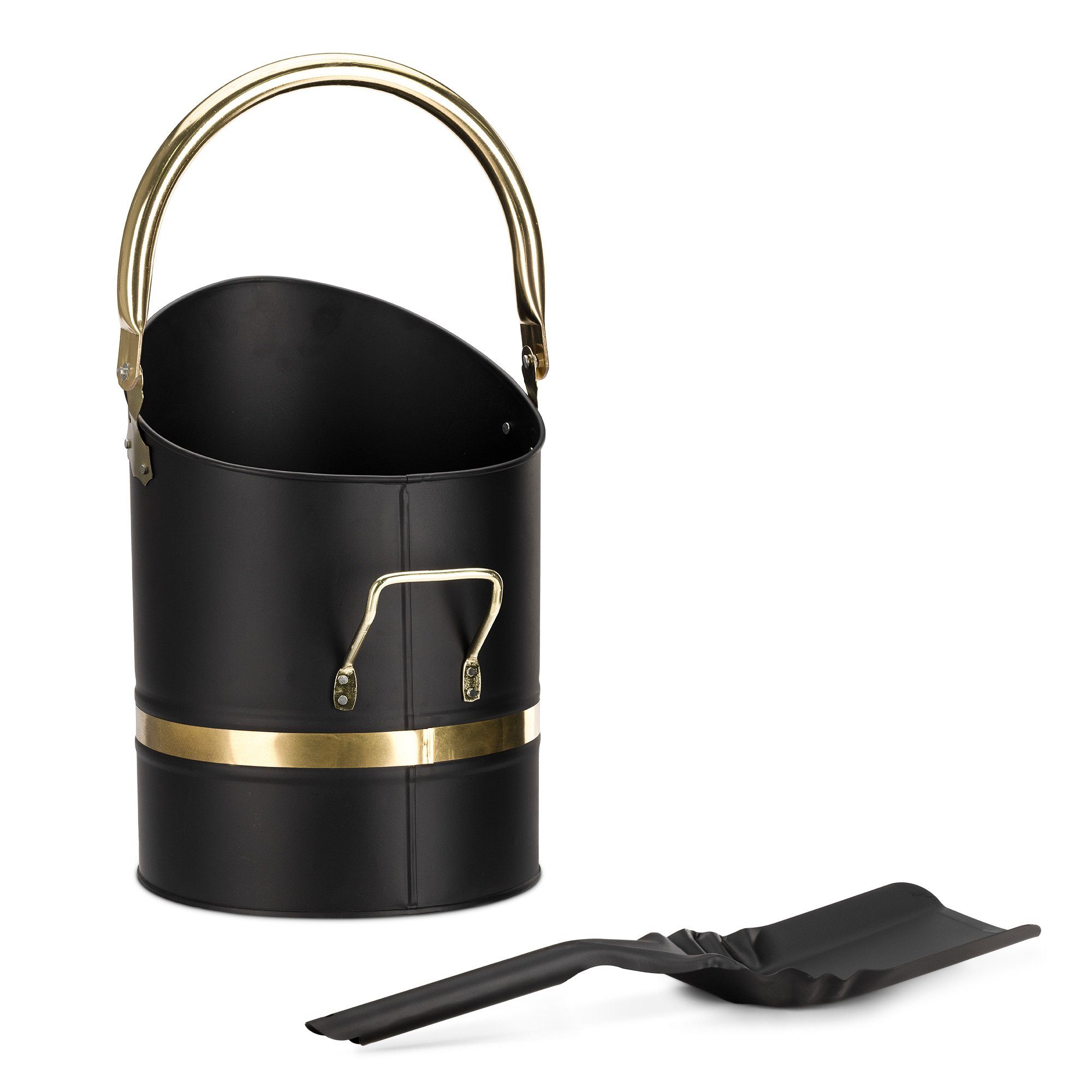 Navaris Kamingarnitur Ascheeimer für Kaminofen mit Schaufel - Metalleimer O günstig online kaufen