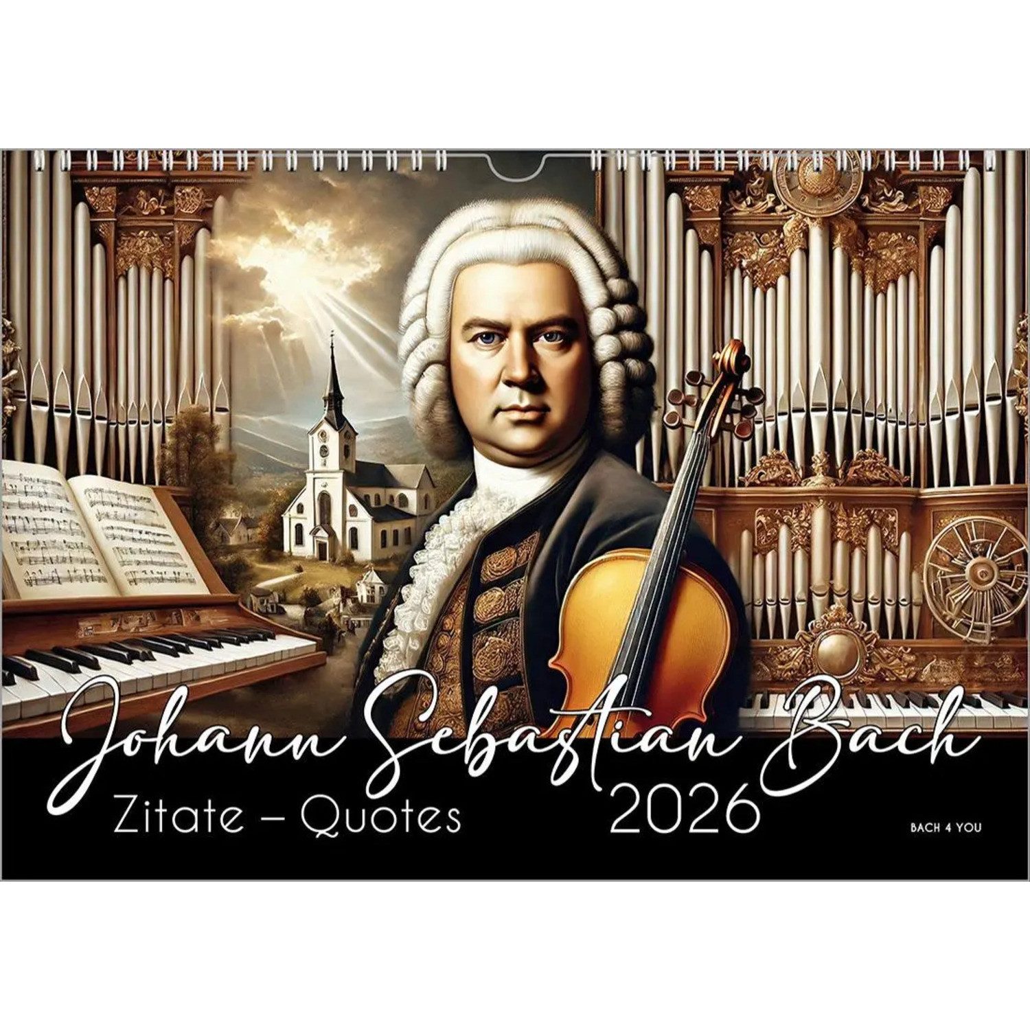 Bach Wandkalender Der Bach-Zitate-Kalender, ein Musik-Kalender 2026, DIN A3