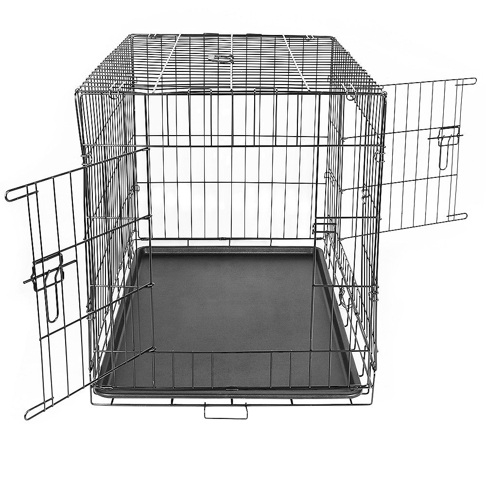 JEOBEST Tiertransportbox Hundekäfig, Hundebox Metall, 106 x 76 x 71 cm, XL bis 50 kg, Zusammenklappbar, transportabel, 2 Türen, mit Bodenschale