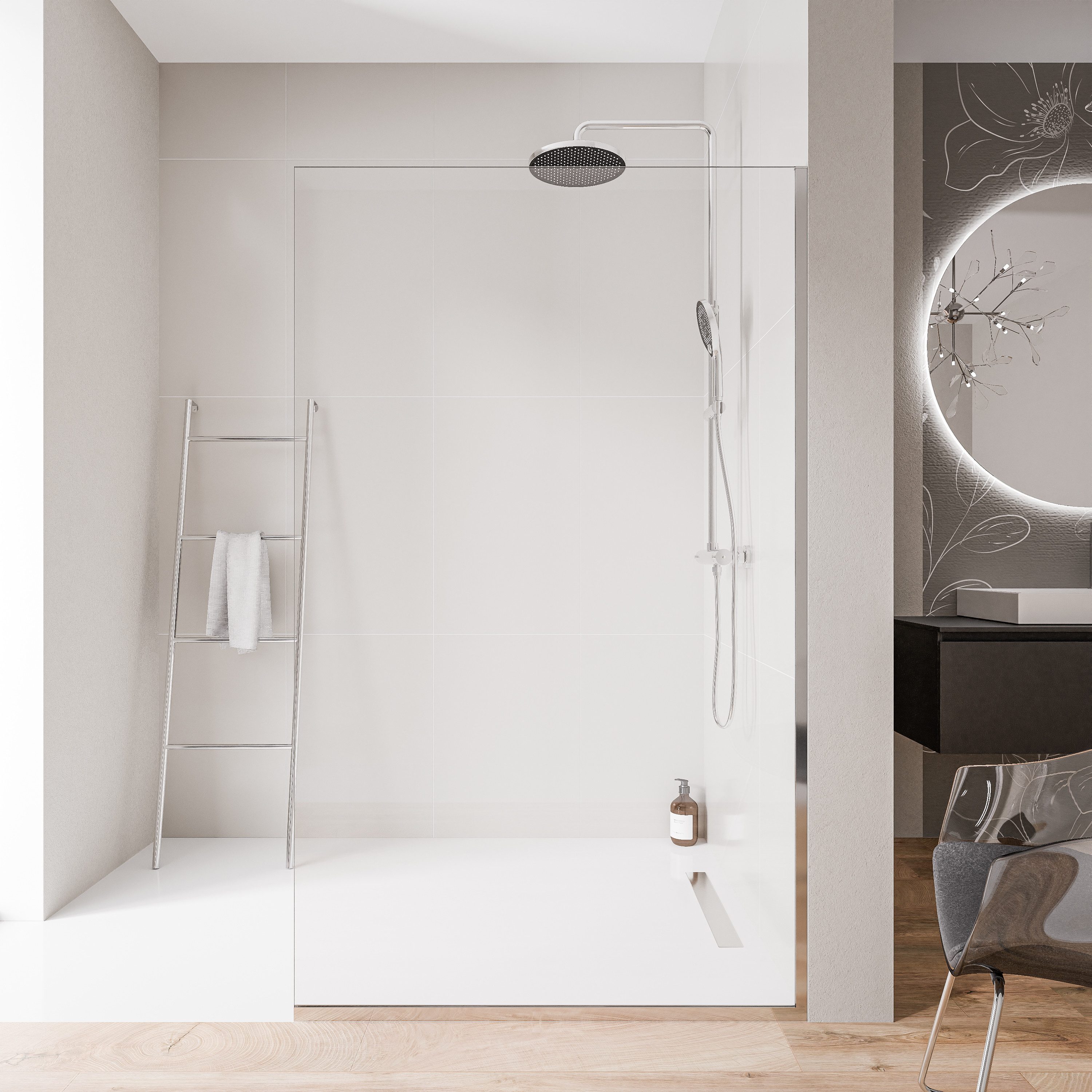 Bernstein Walk-in-Dusche EX102, Einscheibensicherheitsglas (ESG), (1 tlg., Mit Bodenprofil), Klarglas, 10 mm, Mit Bodenprofil, Profil Chrom