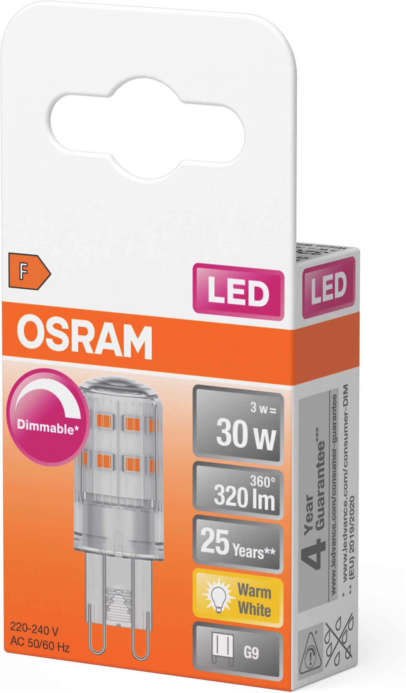 Osram LED-Leuchtmittel LED PIN Lampe, G9, 1 St., Warmweiß