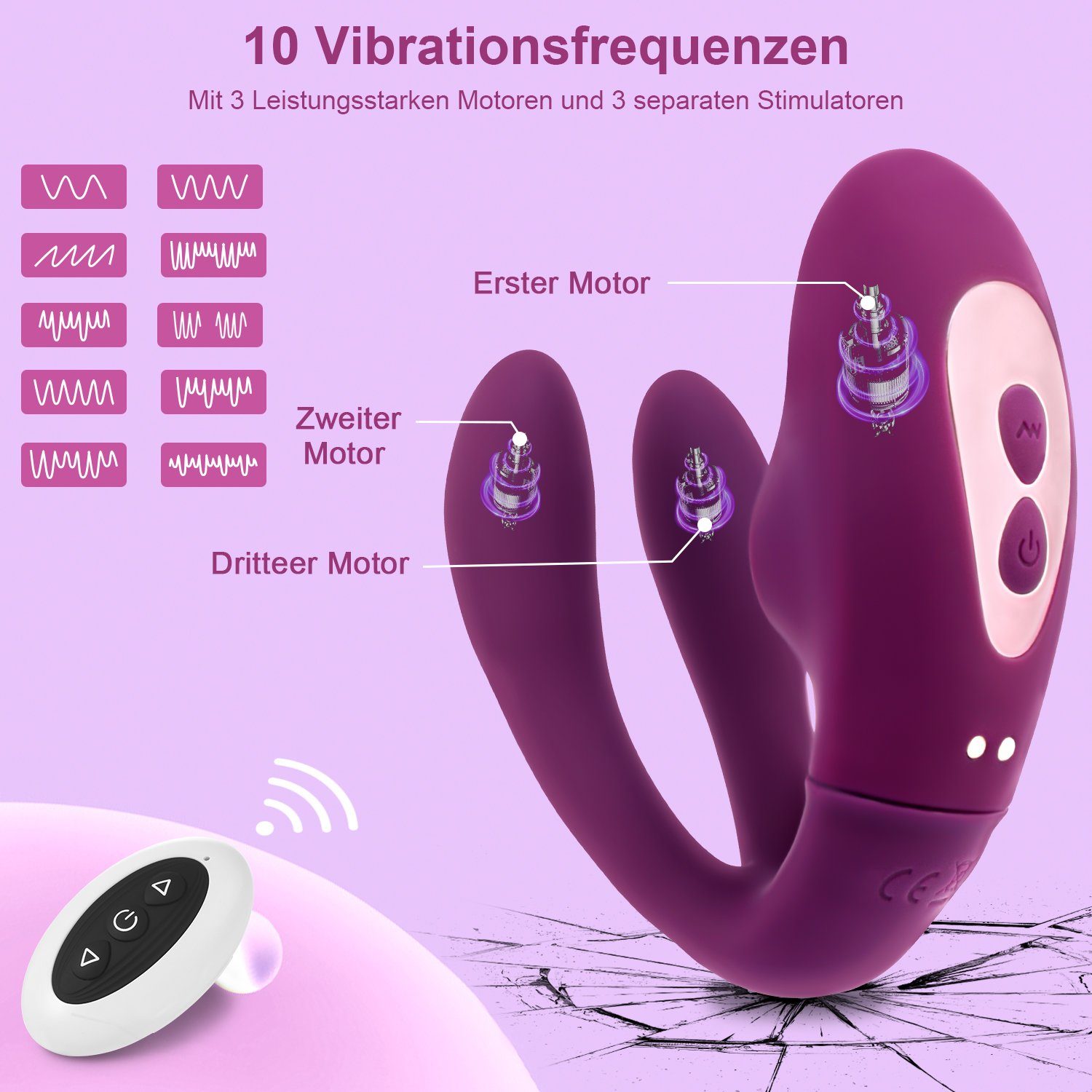 LOVONLIVE Paar-Vibrator 3in Paar-Vibratoren G-Punkt Erotik Saugenmodi, Vibrationsmodi,10 mit Stimulator 10 Fernbedienung, 1 Klitoris Vibrator Massagestab Dildo mit