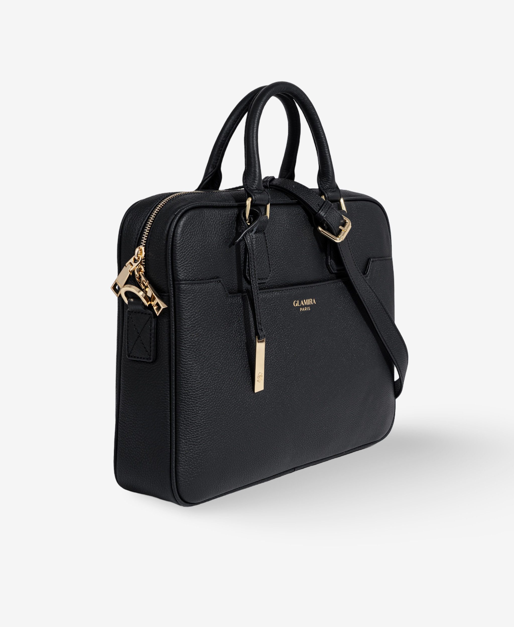 GLAMIRA Laptoptasche Lysandra Schwarze Aktentasche (1-tlg), echt Leder, mit abnehmbarem Schultergurt