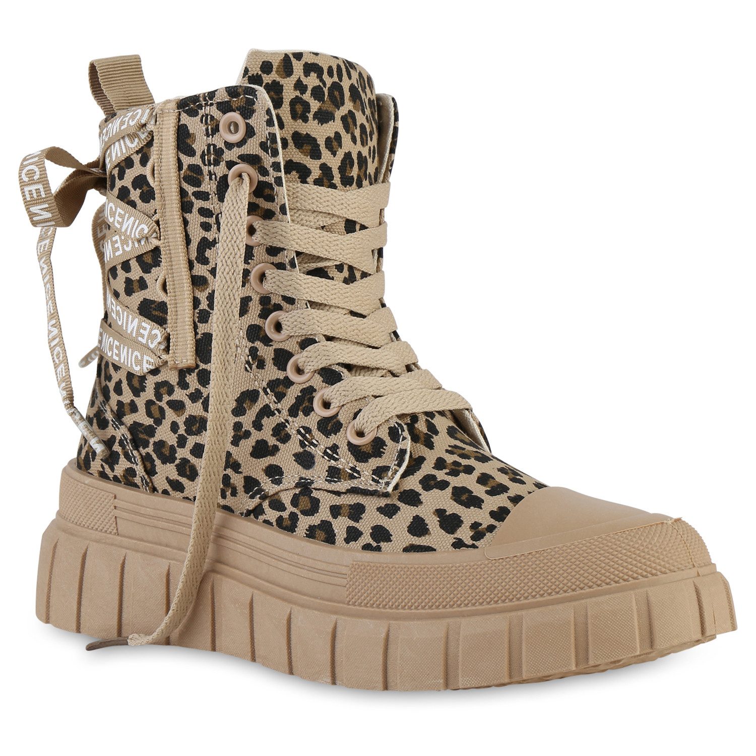 VAN HILL 841579 Sneaker Damen Sneaker High Schnürer Prints Profil-Sohle Fre günstig online kaufen