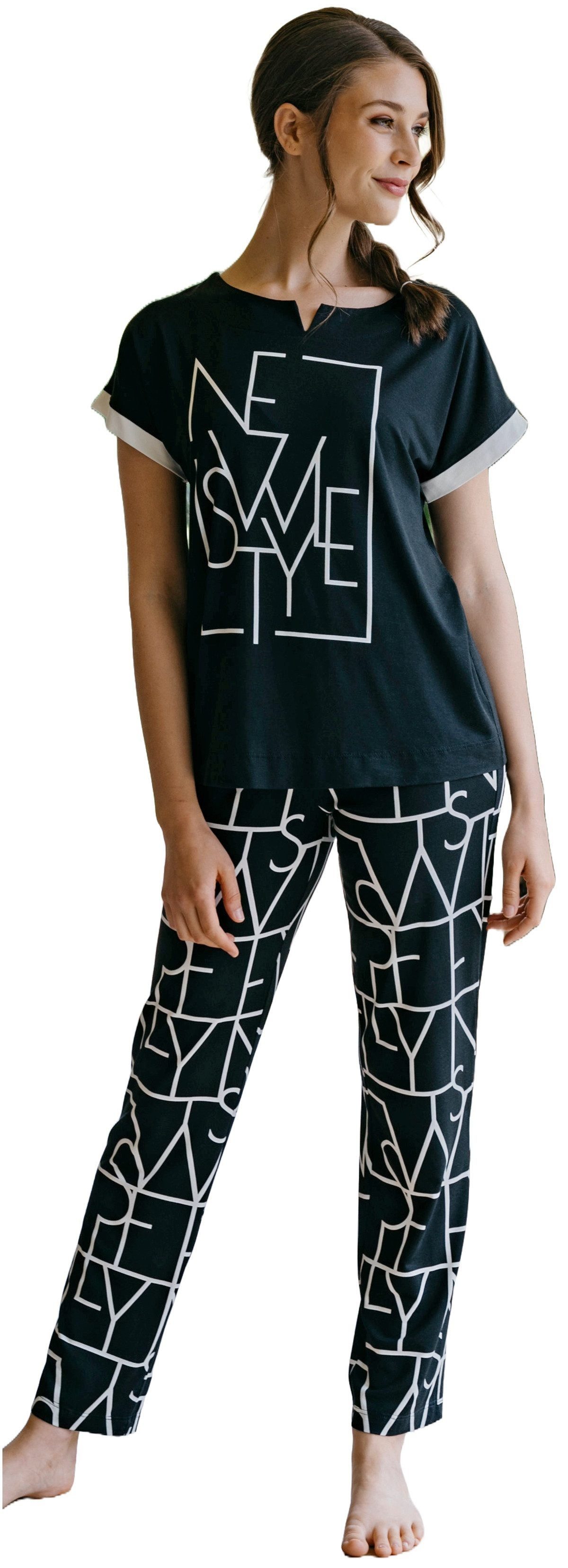 HUTSCHREUTHER Schlafanzug Modischer Damen Pyjama (2 tlg) Modisches Design