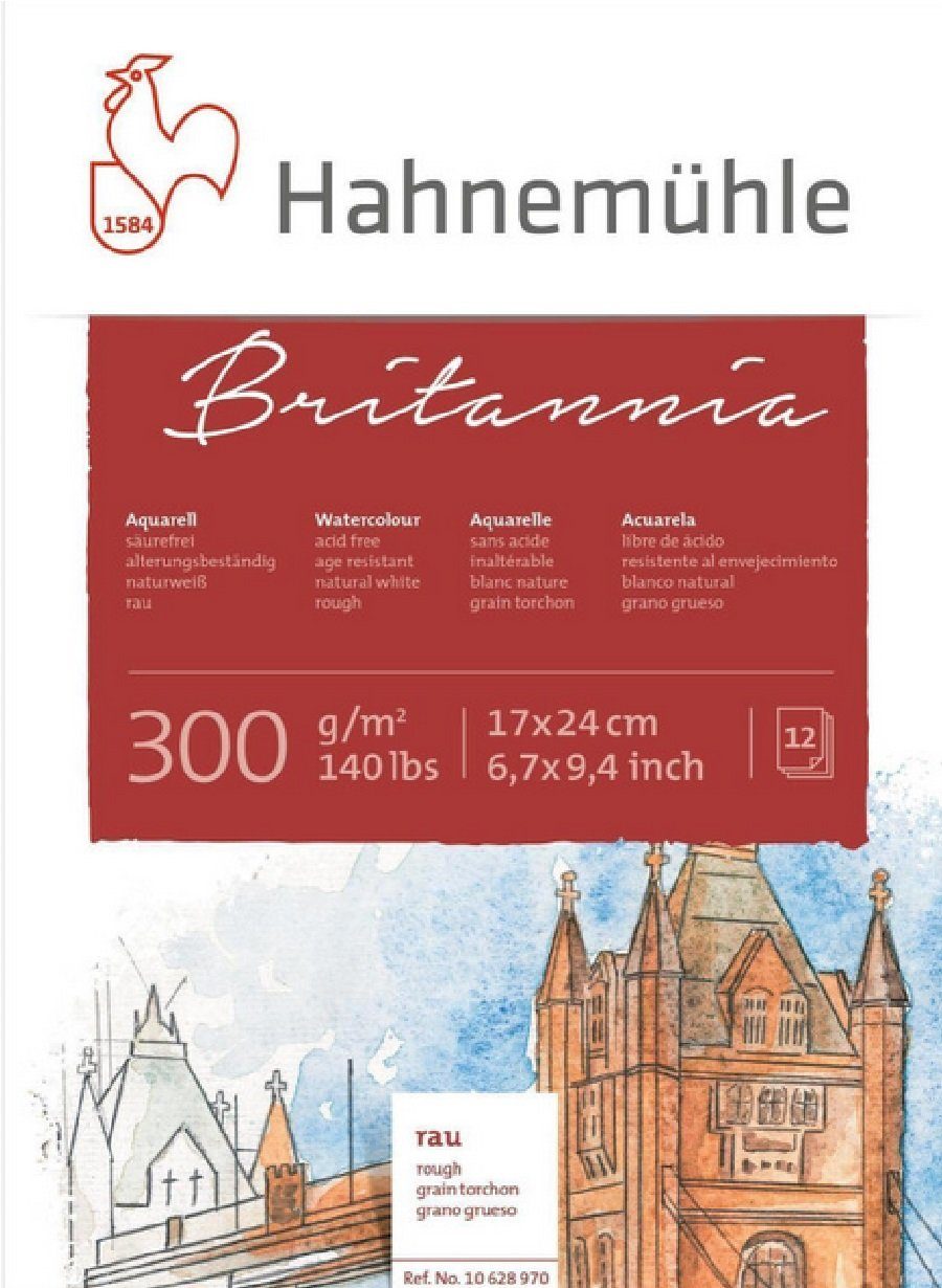 stark Hahnemühle Aquarellblock Britannia Aquarellblock 300g/m², 17x24cm rau