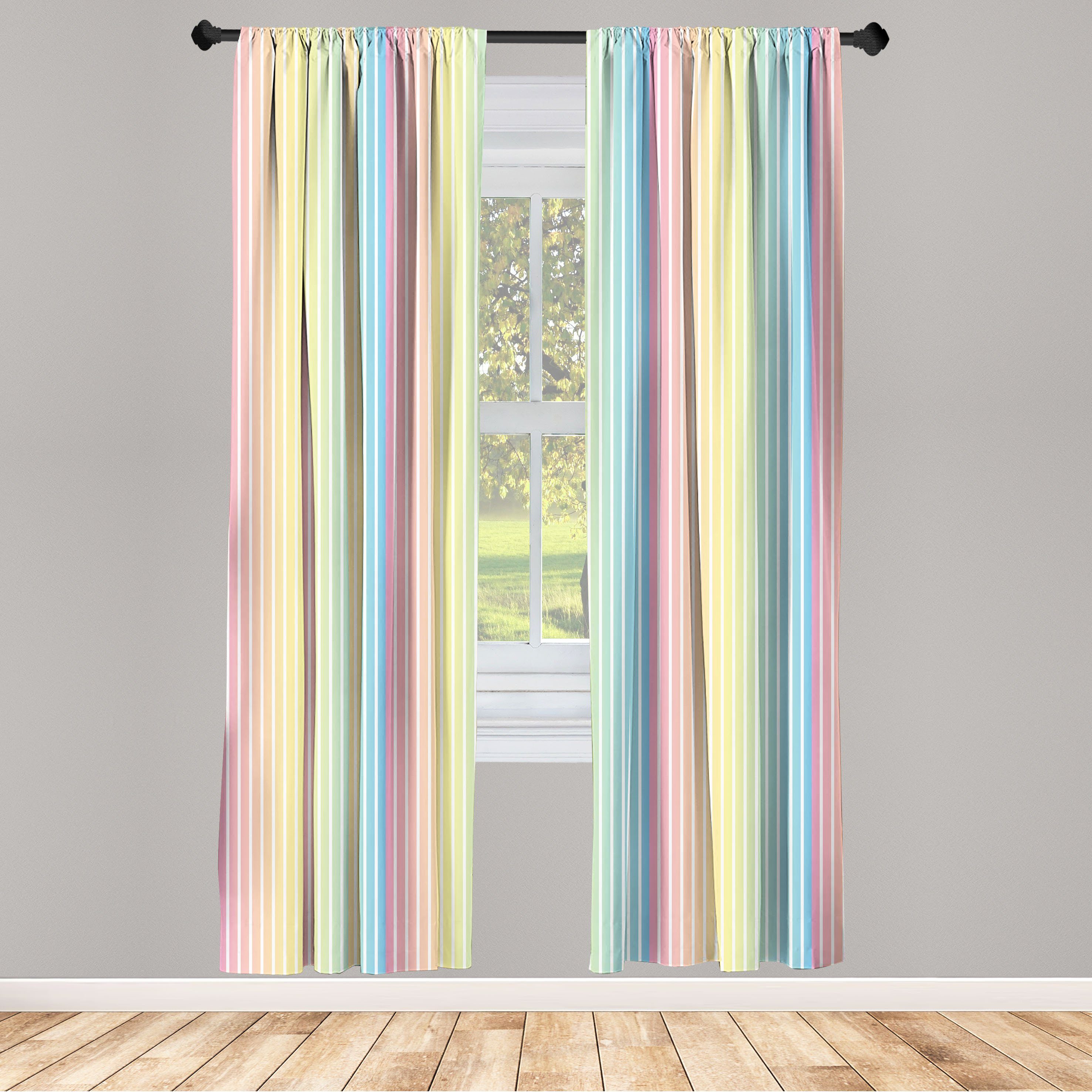 weichen Vorhang Gardine Dekor, Blended Pastellfarben Nadelstreifen für Microfaser, Schlafzimmer Wohnzimmer Abakuhaus,