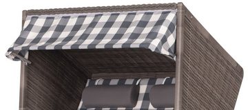 deVries PURE® Strandkorb Standard - PE grey - Dessin 478, BxTxH: 120x80x160 cm, Halblieger, Ostsee-Strandkorb