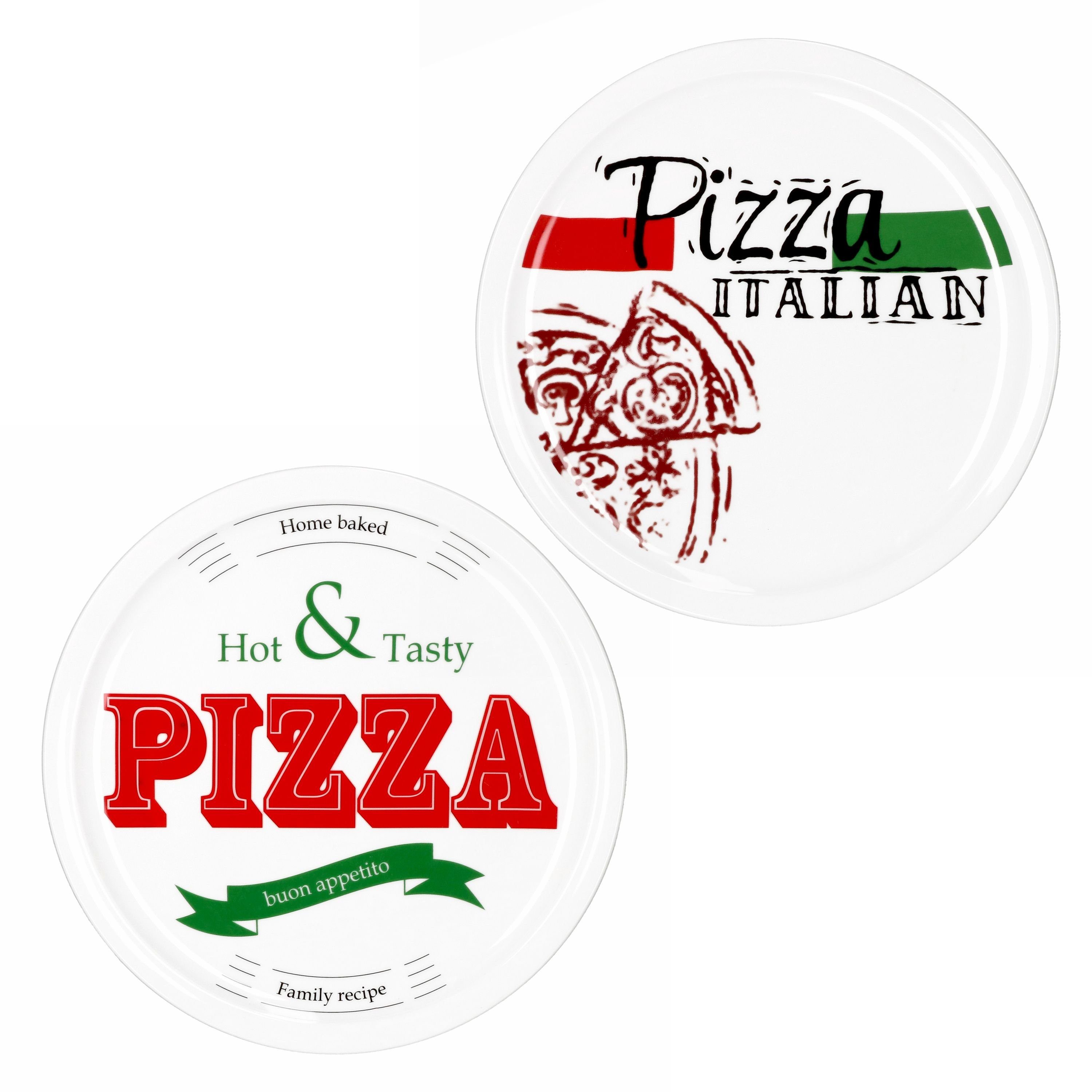 2er Pizzateller + Tasty Set 28cm Italian MamboCat Pizza Pizzateller Hot 1x & 1x