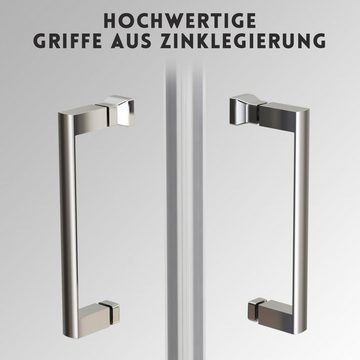 Boromal Eckdusche H:195cm Duschkabine 100x100 100x80 90x90 80x80, BxT: 75x75 cm, 5mm Sicherheitsglas, Schiebetür Glas Eckeinstieg Dusche, Alu Rahmen, Easy Clean Funktion, Aluprofile 20mm Verstellbereich