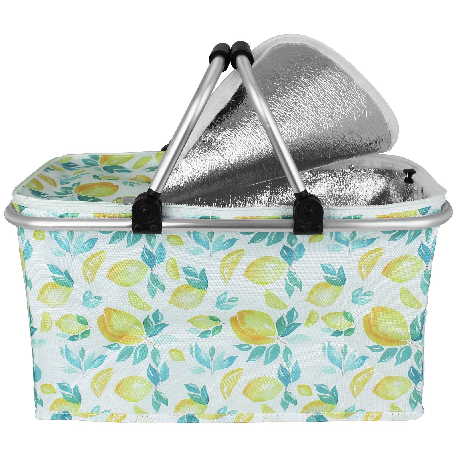 Einkaufskorb Kühltasche Koopman Thermobox Einkaufstasche Zitrone Kühlelement Strandkorb mit Coolbox Kühlbox Farbwahl,