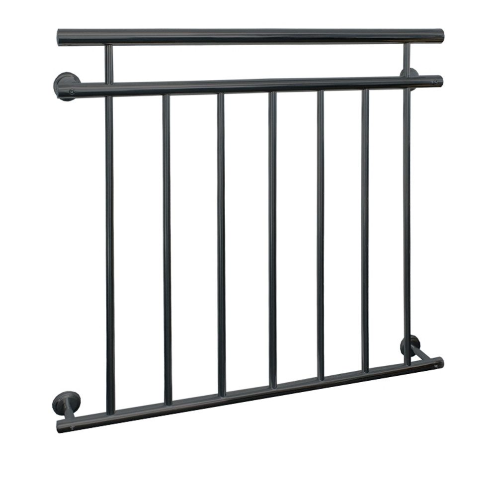 ECD Germany Brüstungsgeländer Französischer Balkon Balkongeländer Balkongitter Außen Fenstergitter, 100 cm Länge, 90 cm Höhe, Balkonbrüstung mit 7 Füllstäben Stabgeländer Geländer matt und rau