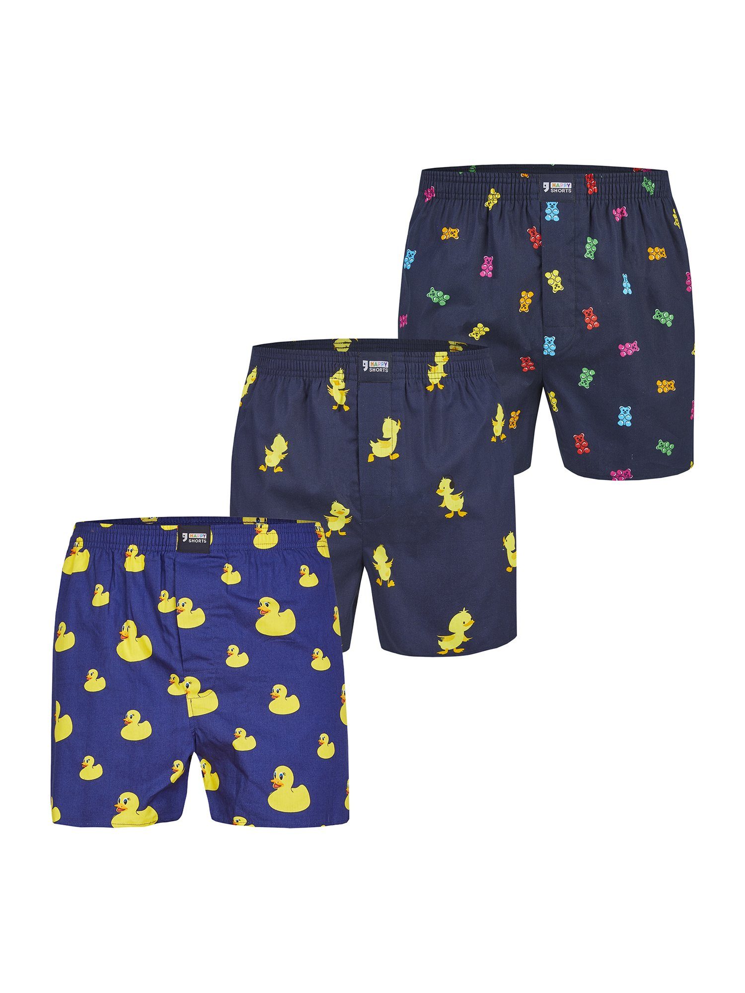 HAPPY SHORTS Boxer Print Sets (3-St) Unterhose Unterwäsche Loungewear günstig online kaufen