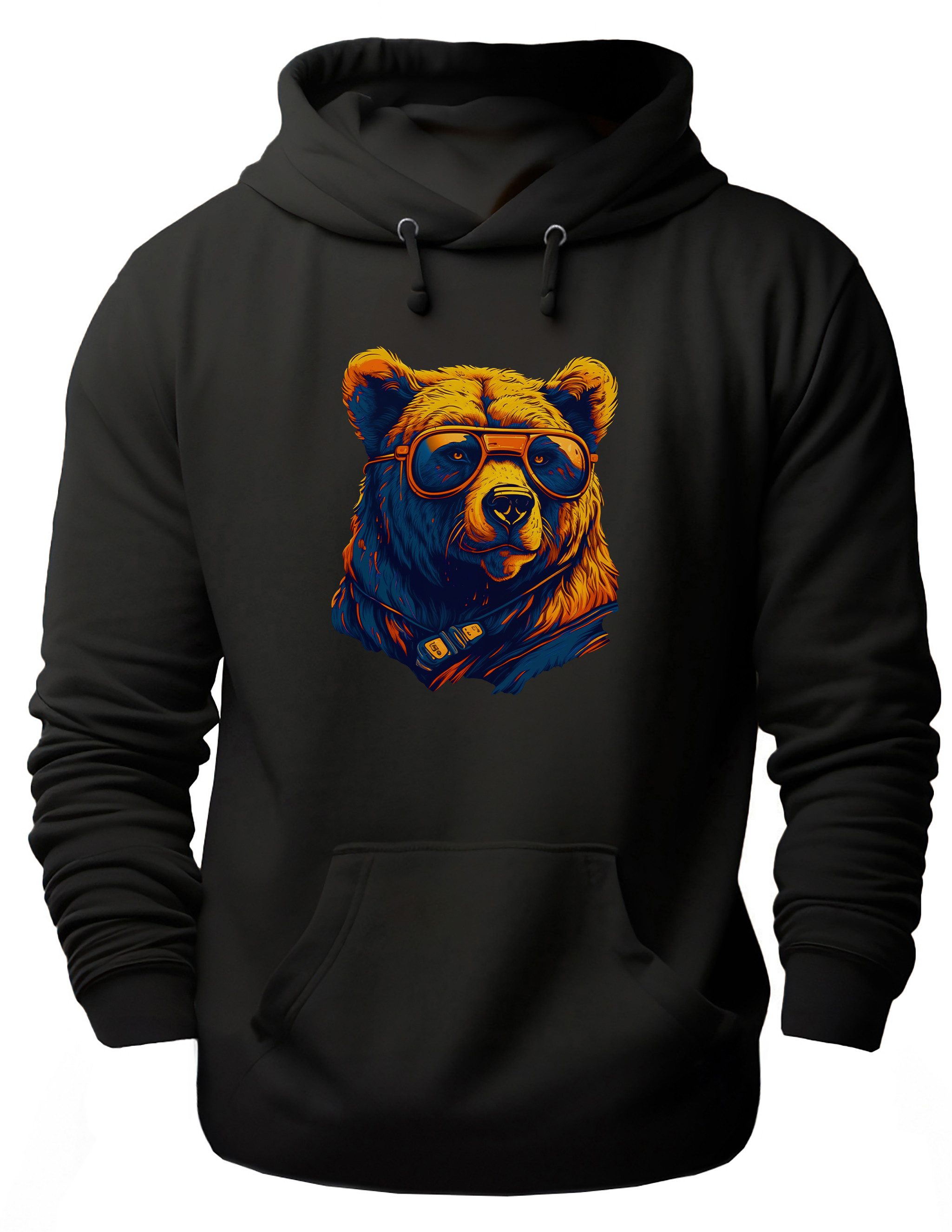 MyDesign24 Hoodie Urbaner Streetart Kapuzen Pullover - Cooler Bär Kapuzensweater - moderner Hoodie i652