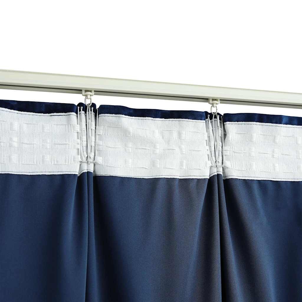 furnicato Vorhang Samtvorhänge Dunkelblau 140 x 175 cm mit Metallhaken, 2er-Set – Bild 4 von 5