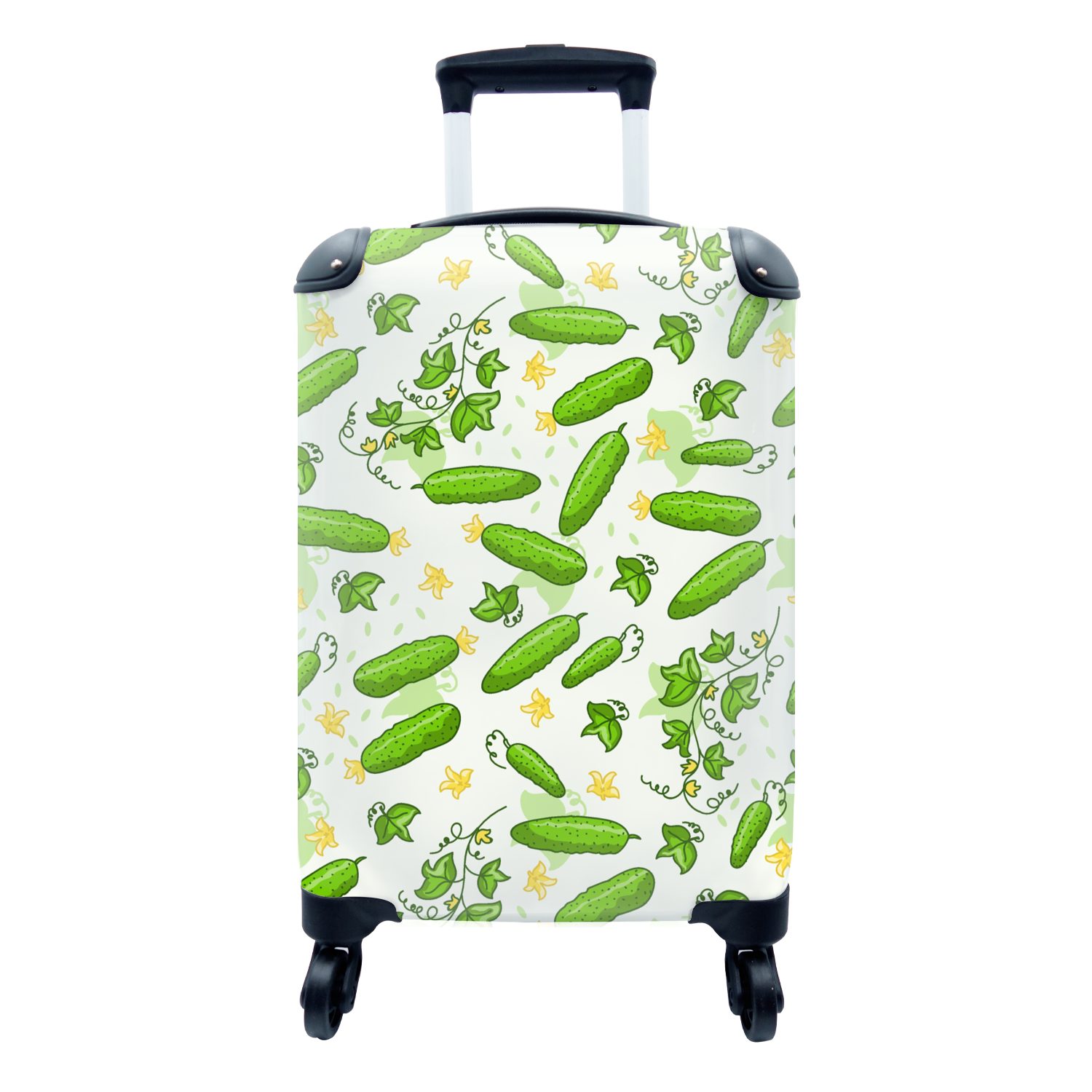 MuchoWow Handgepäckkoffer Gurke - Gemüse - Muster, 4 Rollen, Reisetasche mit rollen, Handgepäck für Ferien, Trolley, Reisekoffer