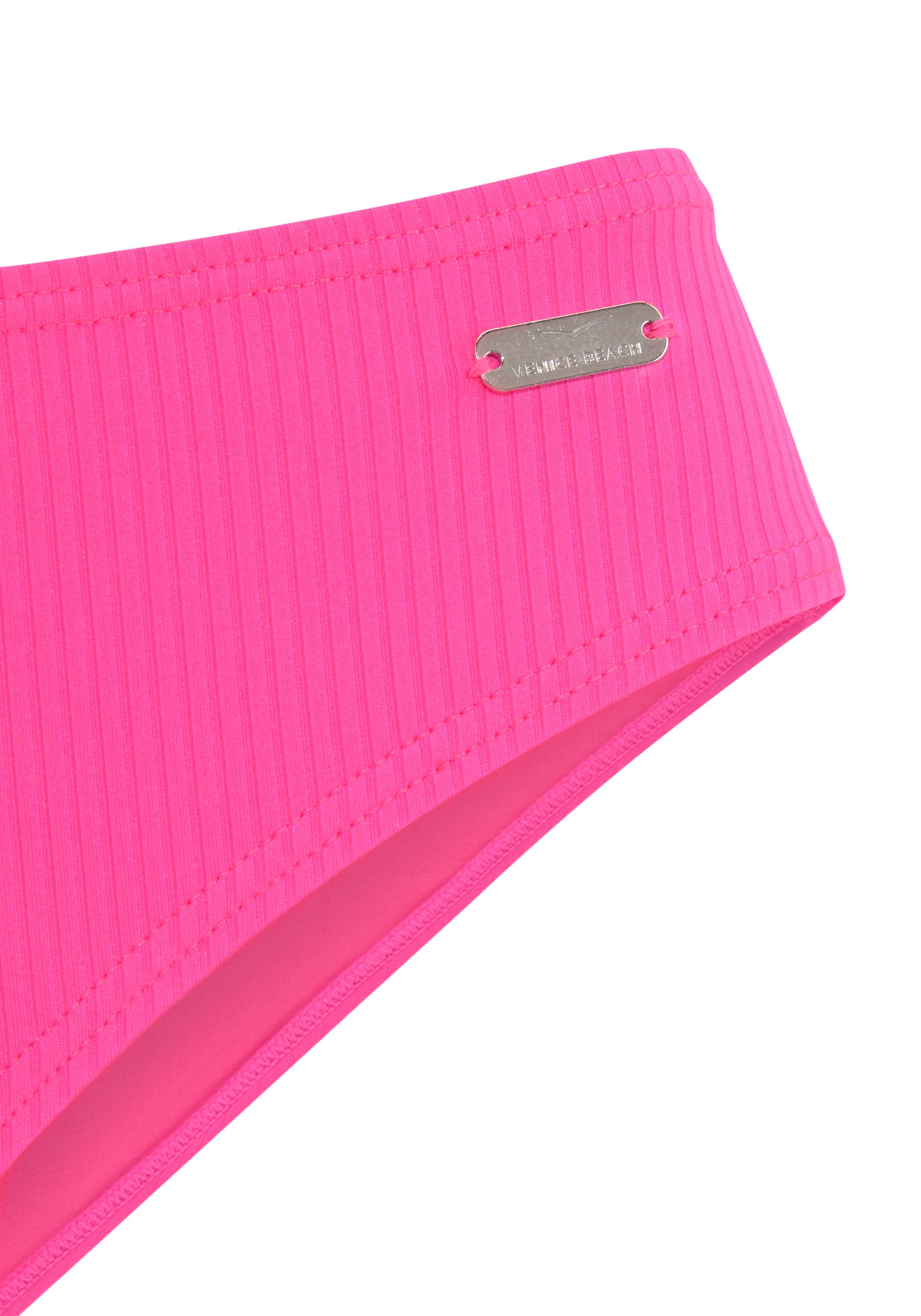 Venice Beach Bikini-Hose Lucky aus gerippter Strukturware