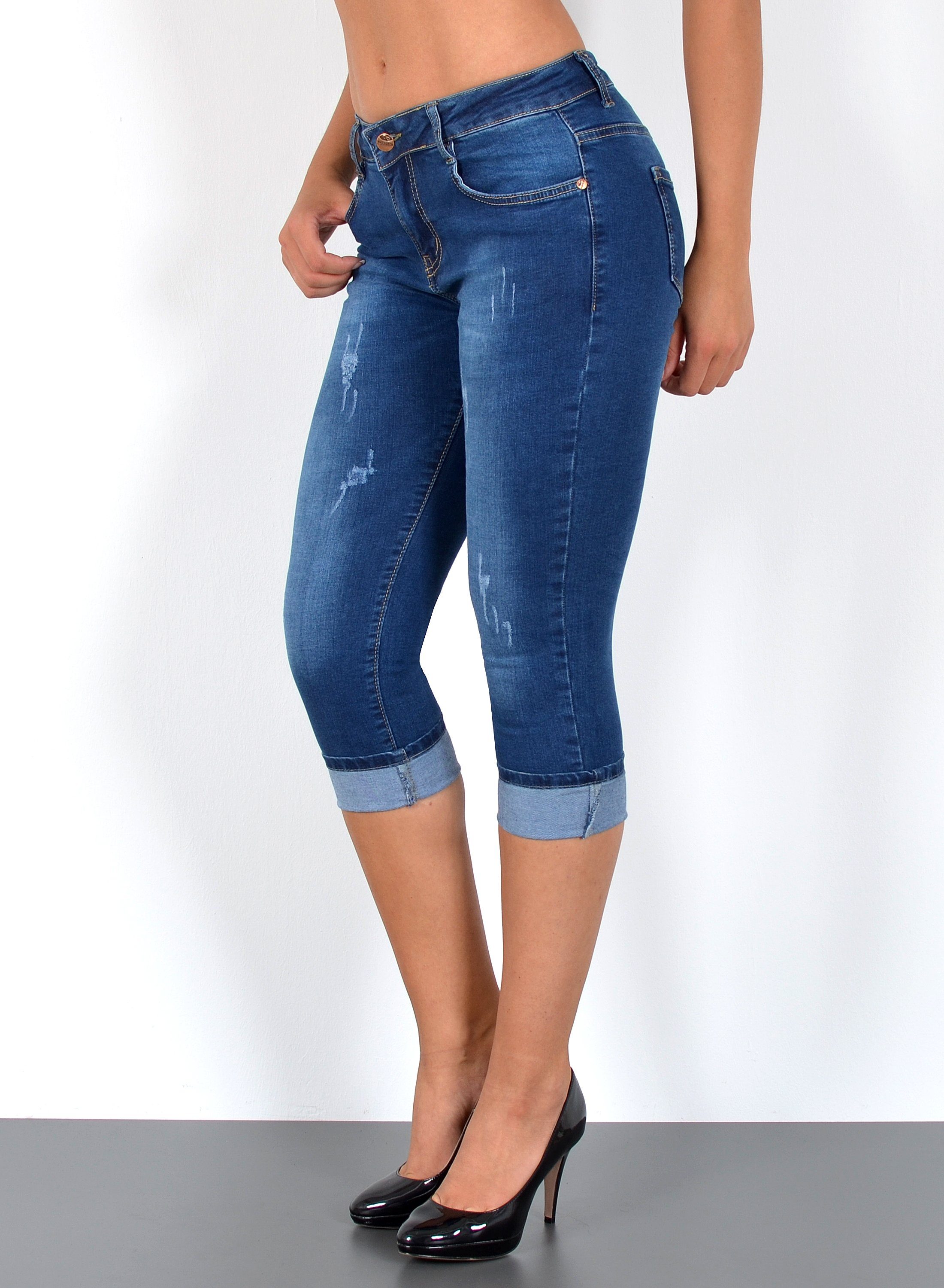 ESRA Caprijeans High Waist Capri Jeans Damen bis Übergröße Plus Size Große günstig online kaufen