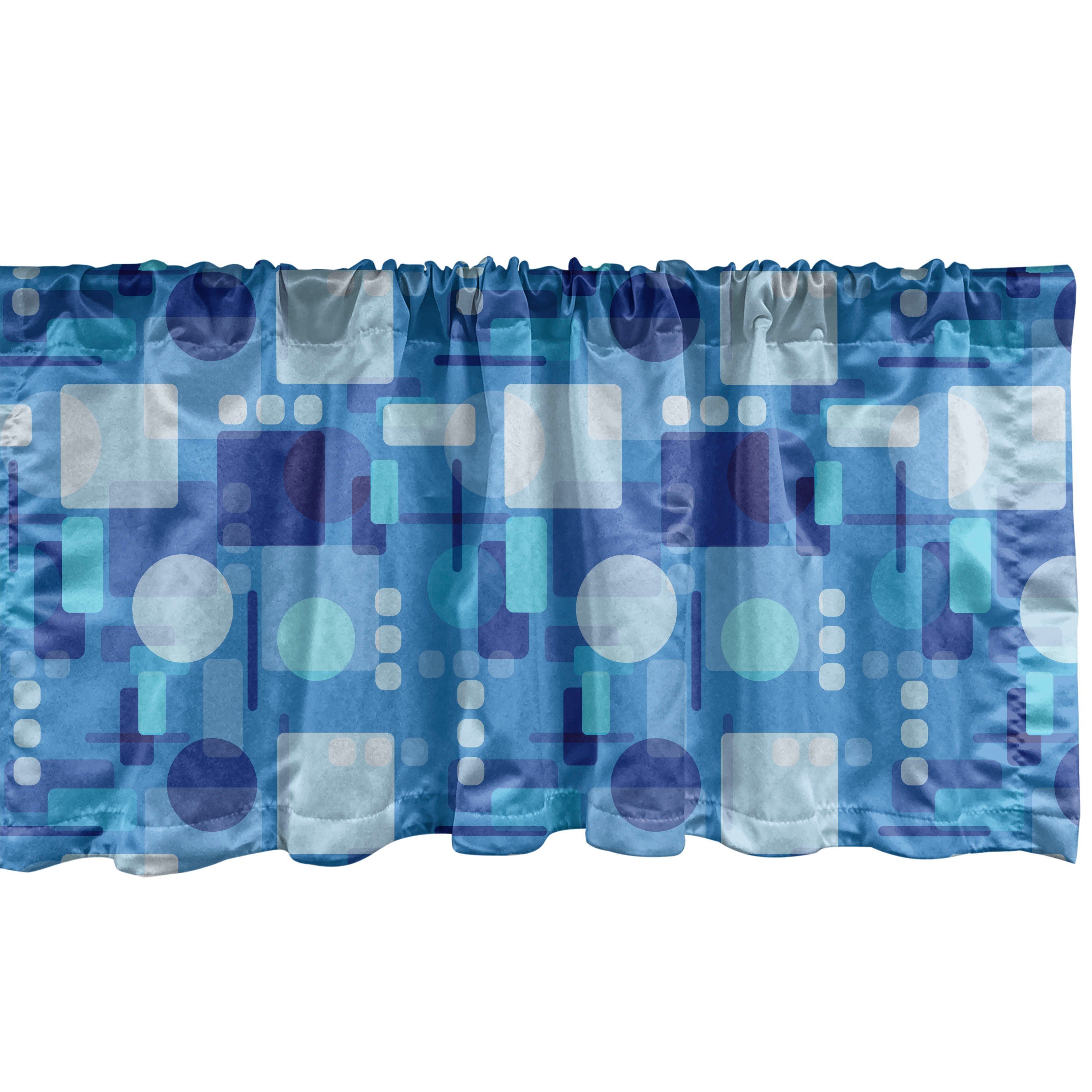 Scheibengardine Vorhang Volant für Schlafzimmer Abstrakte Microfaser, Abakuhaus, Stangentasche, Küche mit Blau Geometrische Motive Dekor