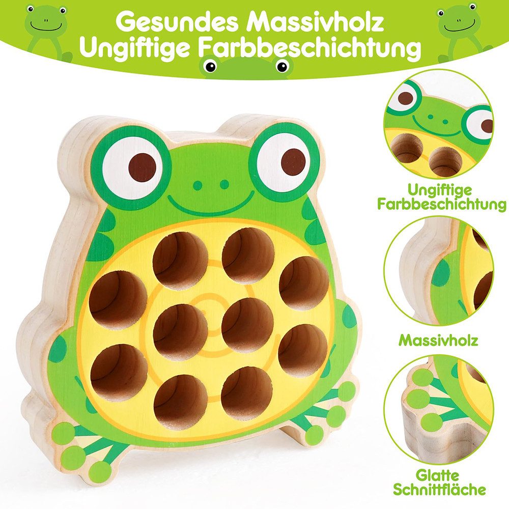 CLTYQ Lernspielzeug Magnetisches Angelspiel Holzspielzeug, Montessori Spielzeug, Magnetisches Motorikspielzeug zur Feinmotorik Geschenk für kinder