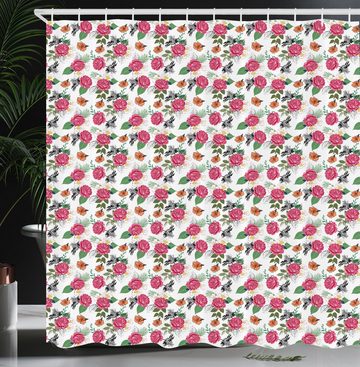 Abakuhaus Duschvorhang Moderner Digitaldruck mit 12 Haken auf Stoff Wasser Resistent Breite 175 cm, Höhe 180 cm, Floral Englische Garten Wilder Rosen