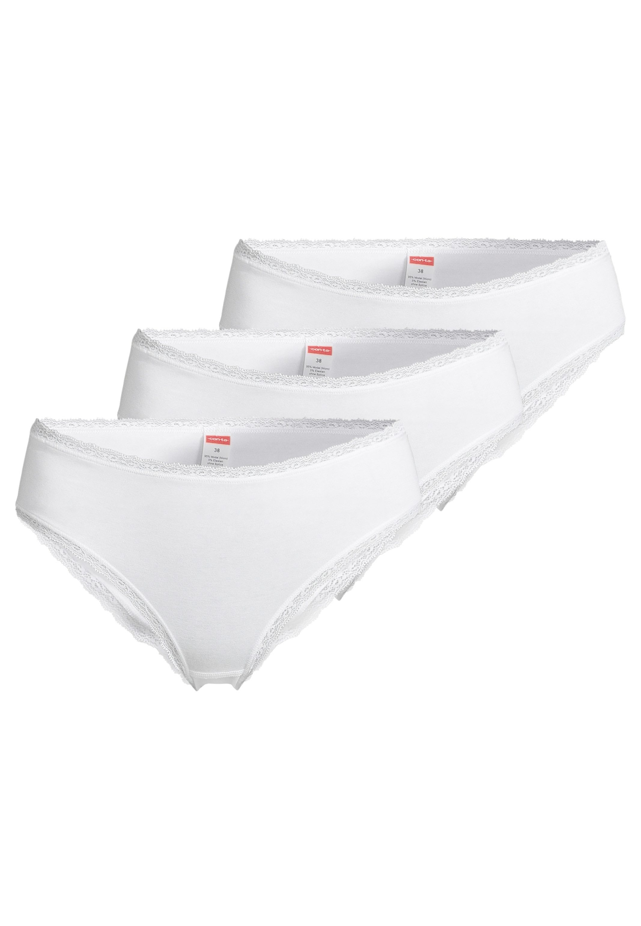 conta Hüftslip 3er Pack Modal (Spar-Set, 3-St) Hüftslip - Blickdicht - Hochwertige Spitzenverzierung